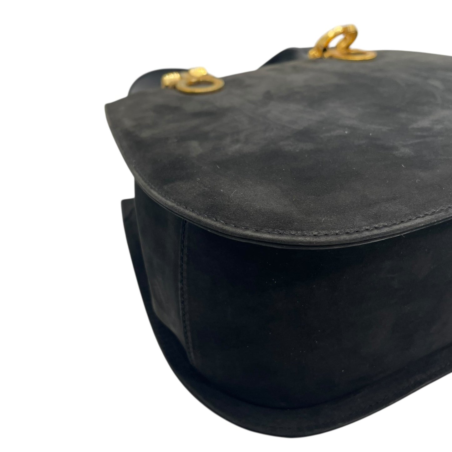 美品 Salvatore Ferragamo フェラガモ ガンチーニ 2WAY ハンドバッグ ショルダーバッグ 黒 ブラック AQ21 ゴールド金具 スエード レディース ヴィンテージ品 E