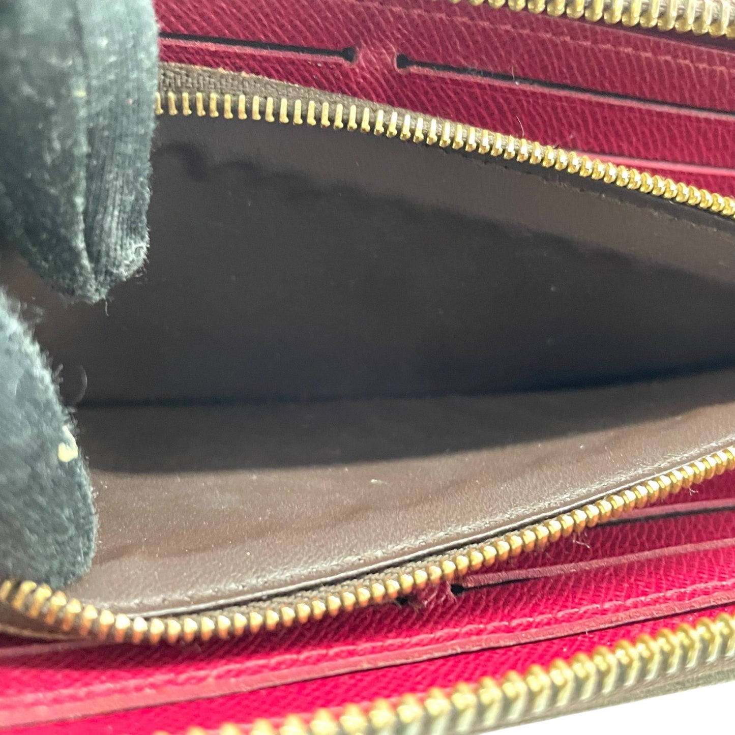 極美品 LOUIS VUITTON ルイヴィトン 長財布 モノグラム ポルトフォイユ・クレマンス M60742 ラウンドファスナー フューシャピンク ブラウン 茶 PVC レザー レディース W2