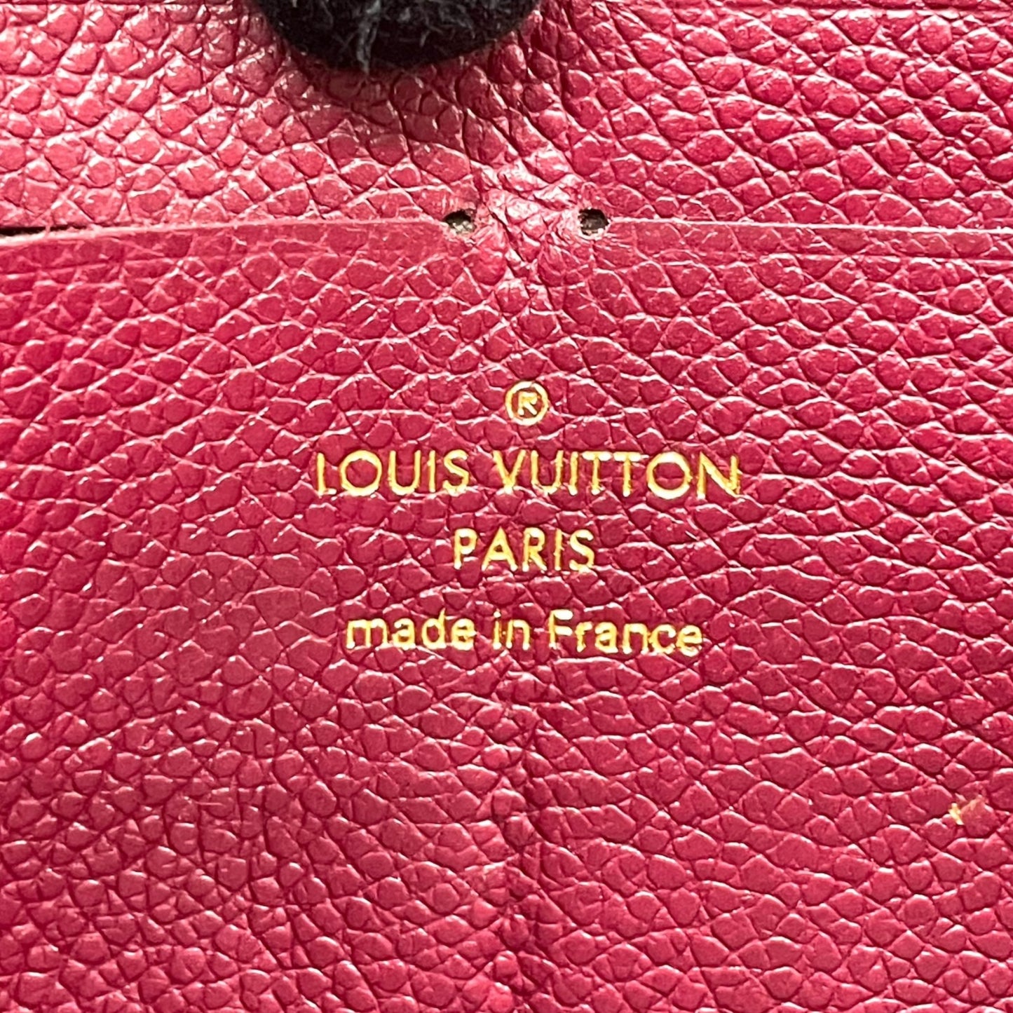 LOUIS VUITTON ルイヴィトン モノグラム アンプラント ジッピーウォレット M60549 レザー 赤紫 パープル系 レザン ラウンドファスナー ゴールド金具 レディース W3