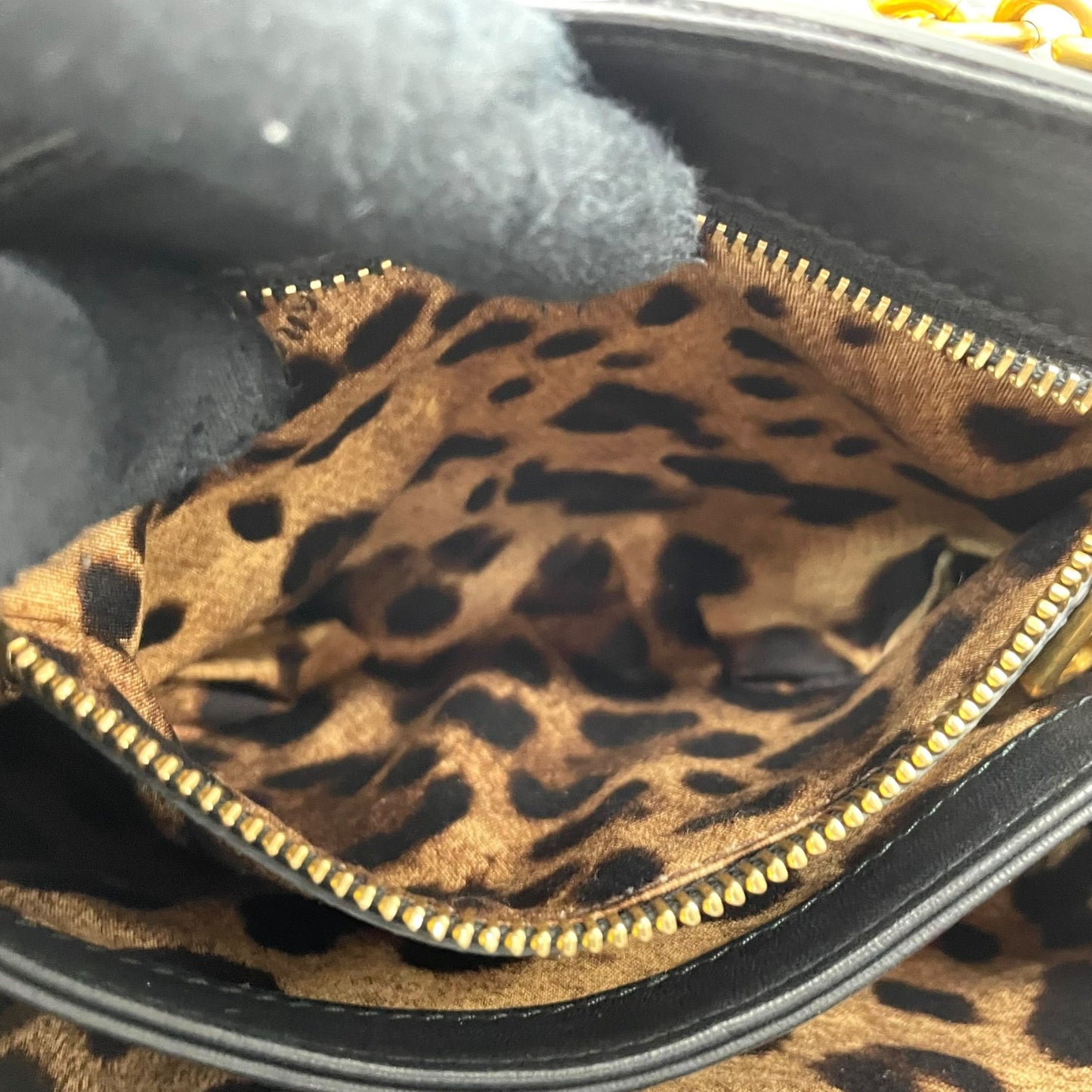 極美品 DOLCE&GABBANA ドルチェ＆ガッバーナ ドルガバ Miss Dolce 2WAY ハンドバッグ ショルダーバッグ レース レザー ベージュ ブラック 黒 レディース D&G ゴールド金具 パドロック 斜め掛け可 内側レオパード C