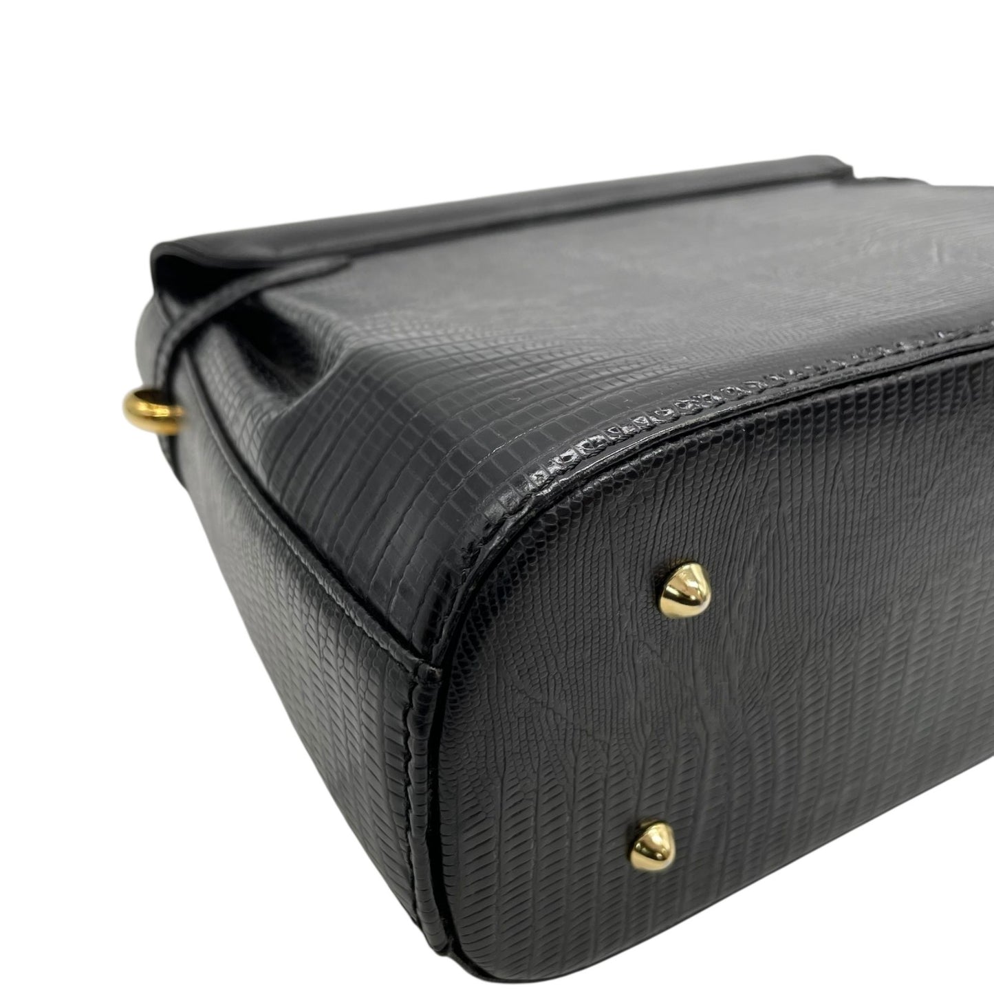 美品 BALLY バリー 2WAY ハンドバッグ ショルダーバッグ 黒 ブラック レザー 型押し ゴールド金具 トップハンドル フラップ開閉 斜め掛け可 レディース C4