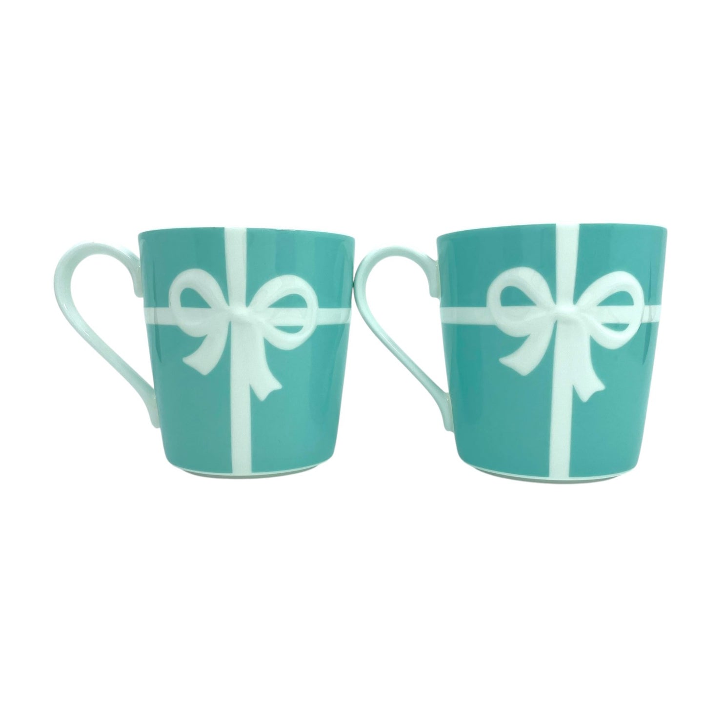 Authentic TIFFANY&Co. Blue Box Ribbon Pair Mug Set Bone China Gift Boxed Tableware