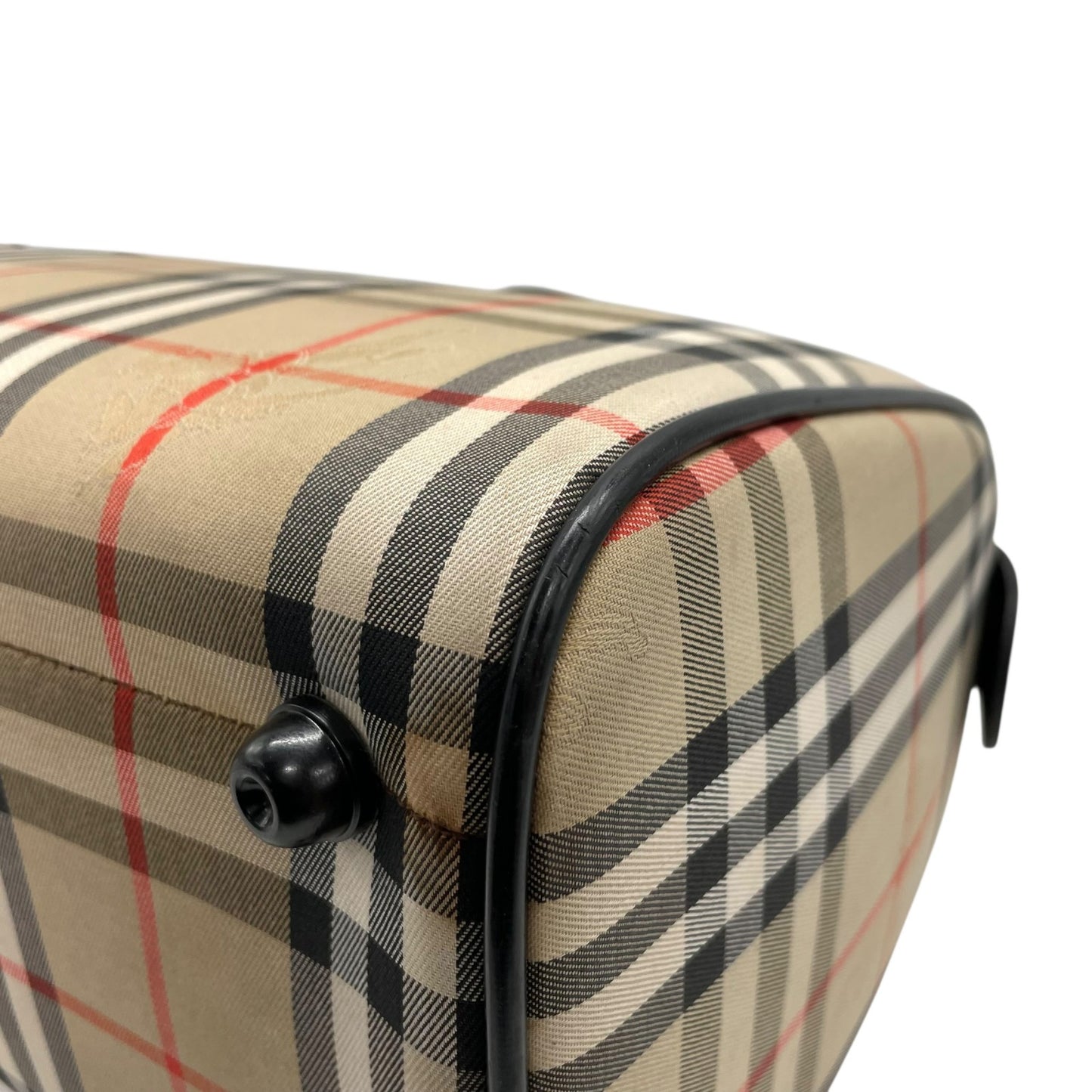 美品 Burberry バーバリー ノバチェック シャドーホース ミニボストン ハンドバッグ ベージュ ブラック キャンバス レザー ゴールド金具 ホースロゴ レディース ヴィンテージ E