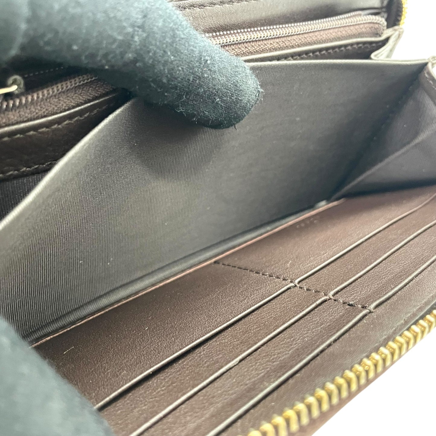 Authentic GUCCI Long Wallet Guccissima Black Brown Bicolor Leather Gold Interlocking G