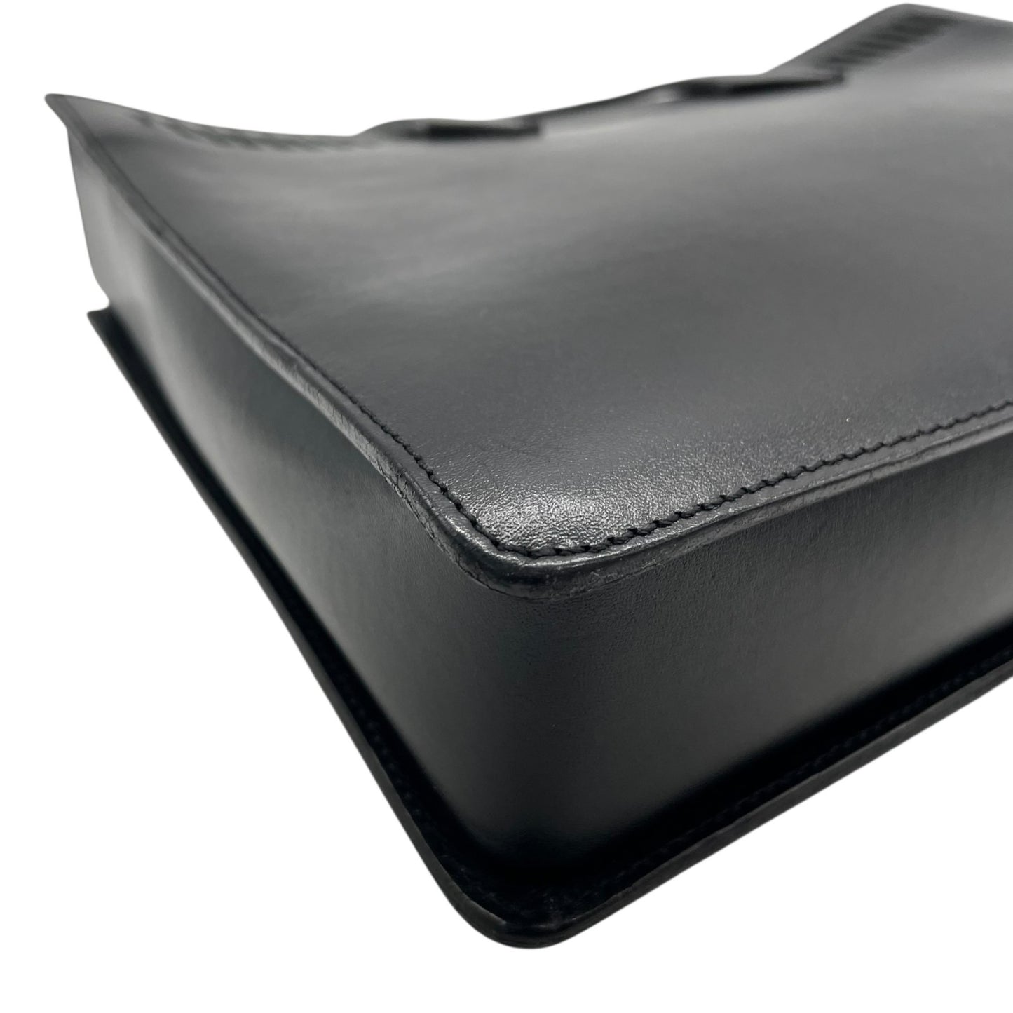 美品 LOEWE ロエベ ハンドバッグ トートバッグ 黒 ブラック レザー シルバー金具 ロゴ型押し 手提げ アナグラム ビジネス メンズ レディース E