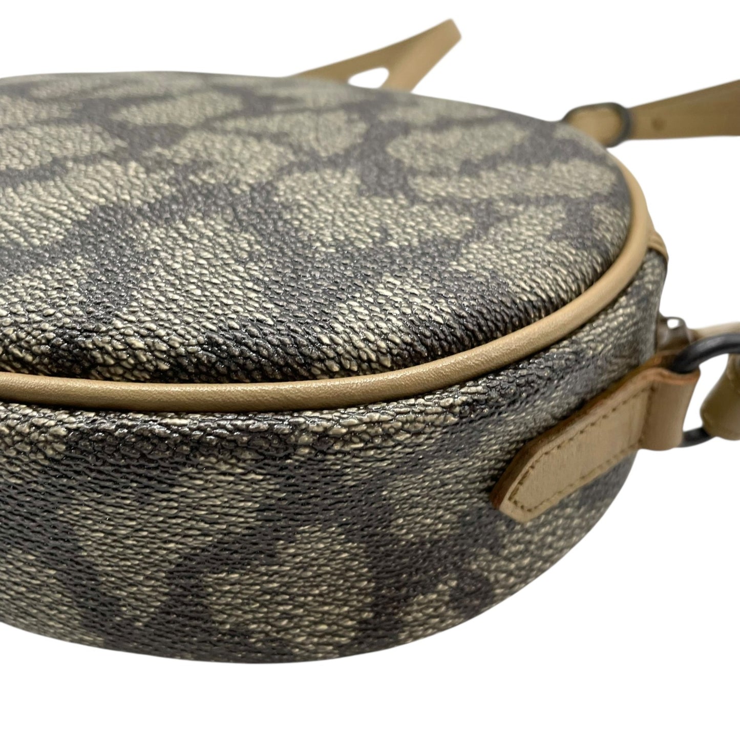 Authentic YVES SAINT LAURENT Giraffe Pattern Camera Bag Shoulder Gray Brown Vintage Women