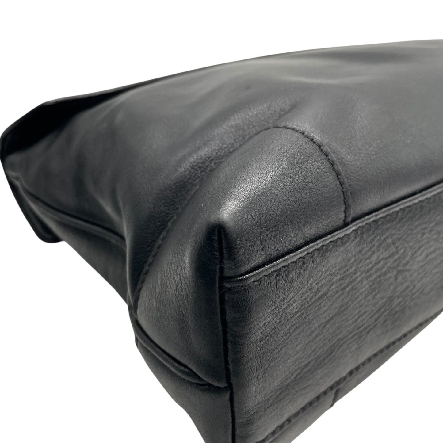 Authentic CELINE Black Leather Vintage Retro Handbag Gold Hardware Belt Design Old Celine Women Formal Bag