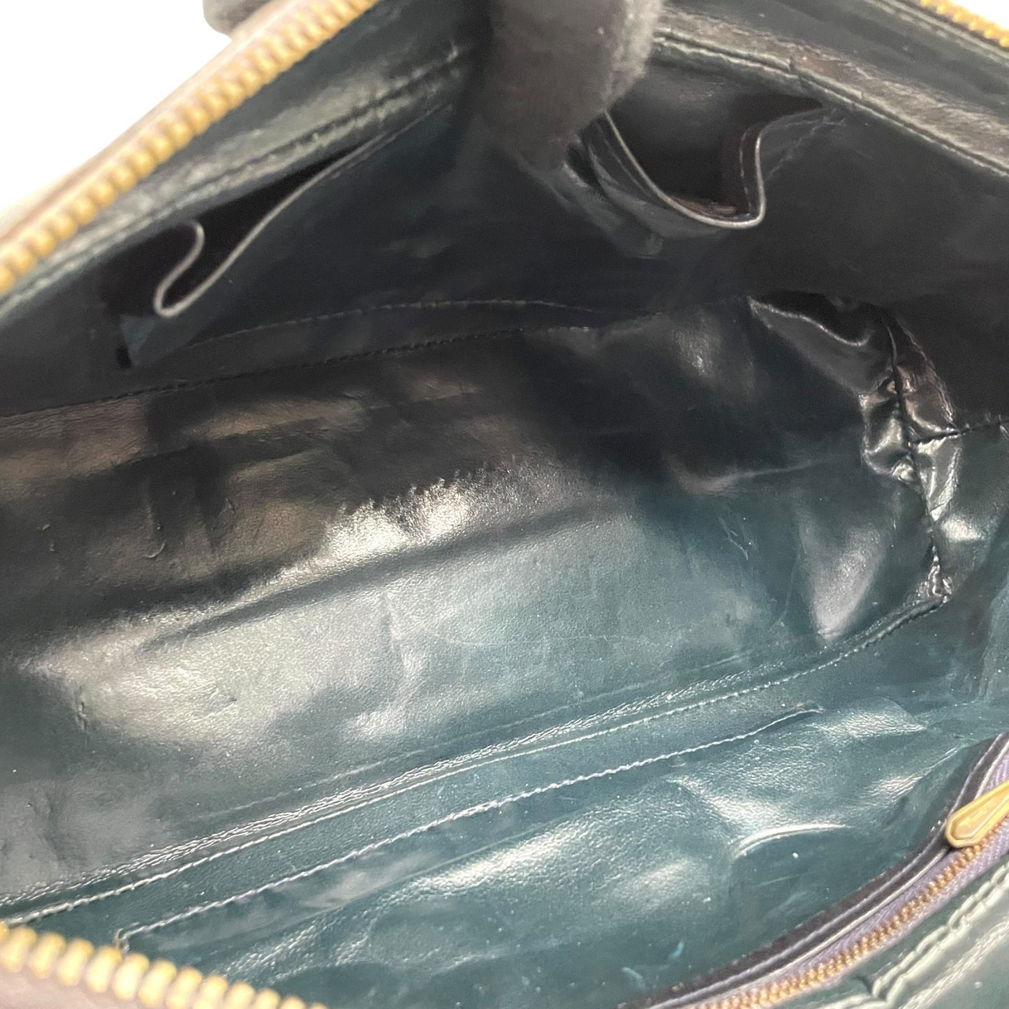 Authentic CELINE CMacadam Triomphe Canvas Leather Shoulder Bag Beige Black