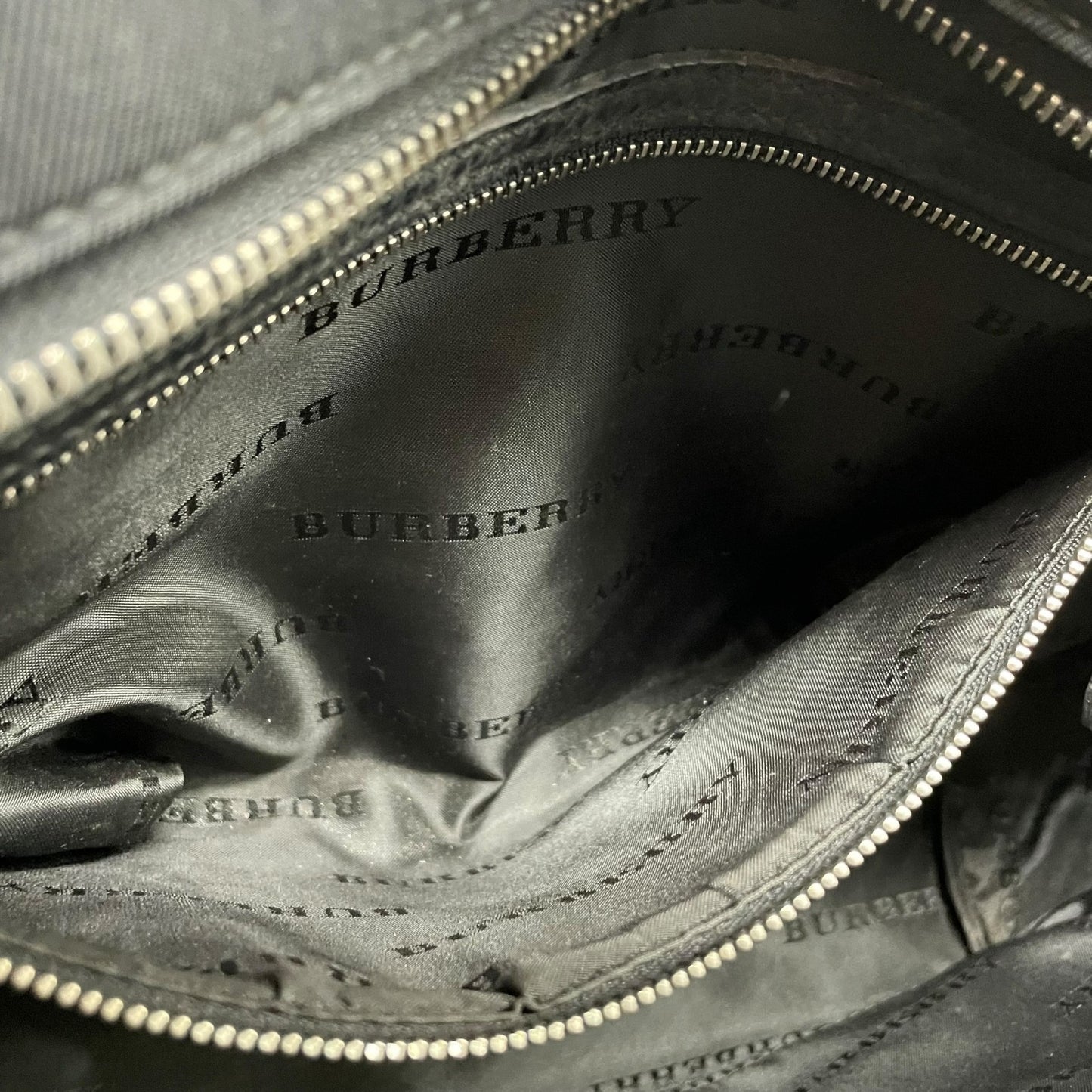 Authentic BURBERRY Check Nylon Leather Tote Bag Black A4 Size