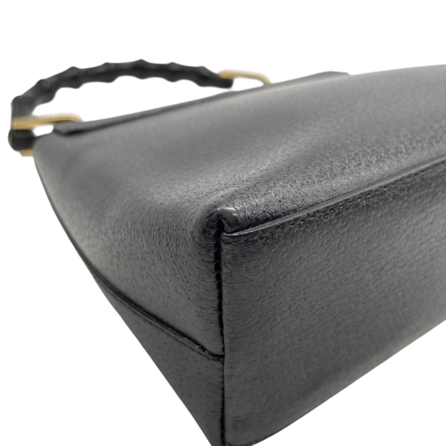 美品 GUCCI グッチ ハンドバッグ バンブー 黒×ネイビー 自立 ゴールド金具 ヴィンテージ オールド金具 フォーマルバッグ D2