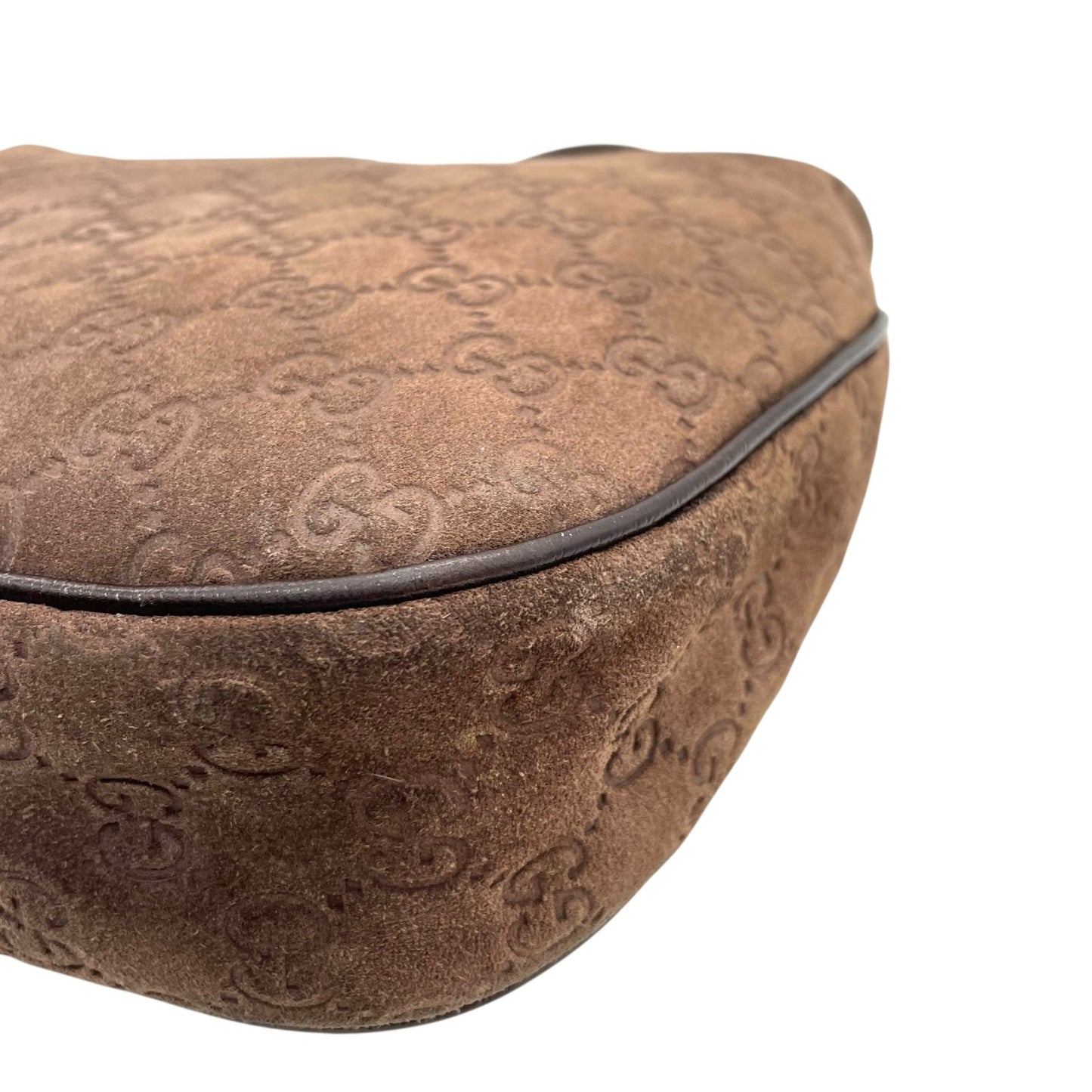 希少 GUCCI グッチ ワンショルダー ショルダーバッグ GG柄 スエード×レザー ブラウン 茶色 エンボス Y2K 153010 肩掛け B3