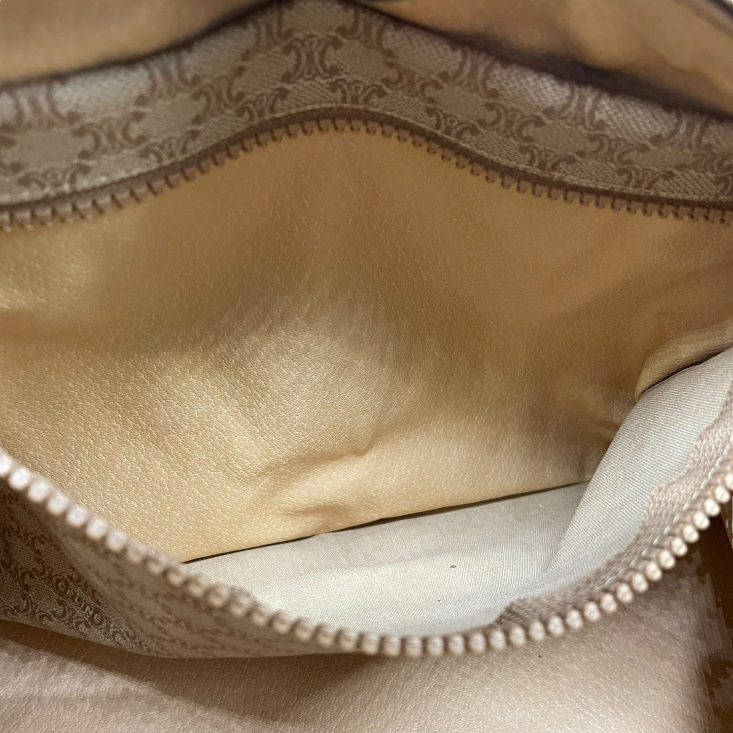 美品 セリーヌ CELINE マカダム柄 ボストンバッグ ハンドバッグ ブラウン 茶色 ベージュ トリオンフロゴ PVC×レザー ヴィンテージ 大容量 バッグ B