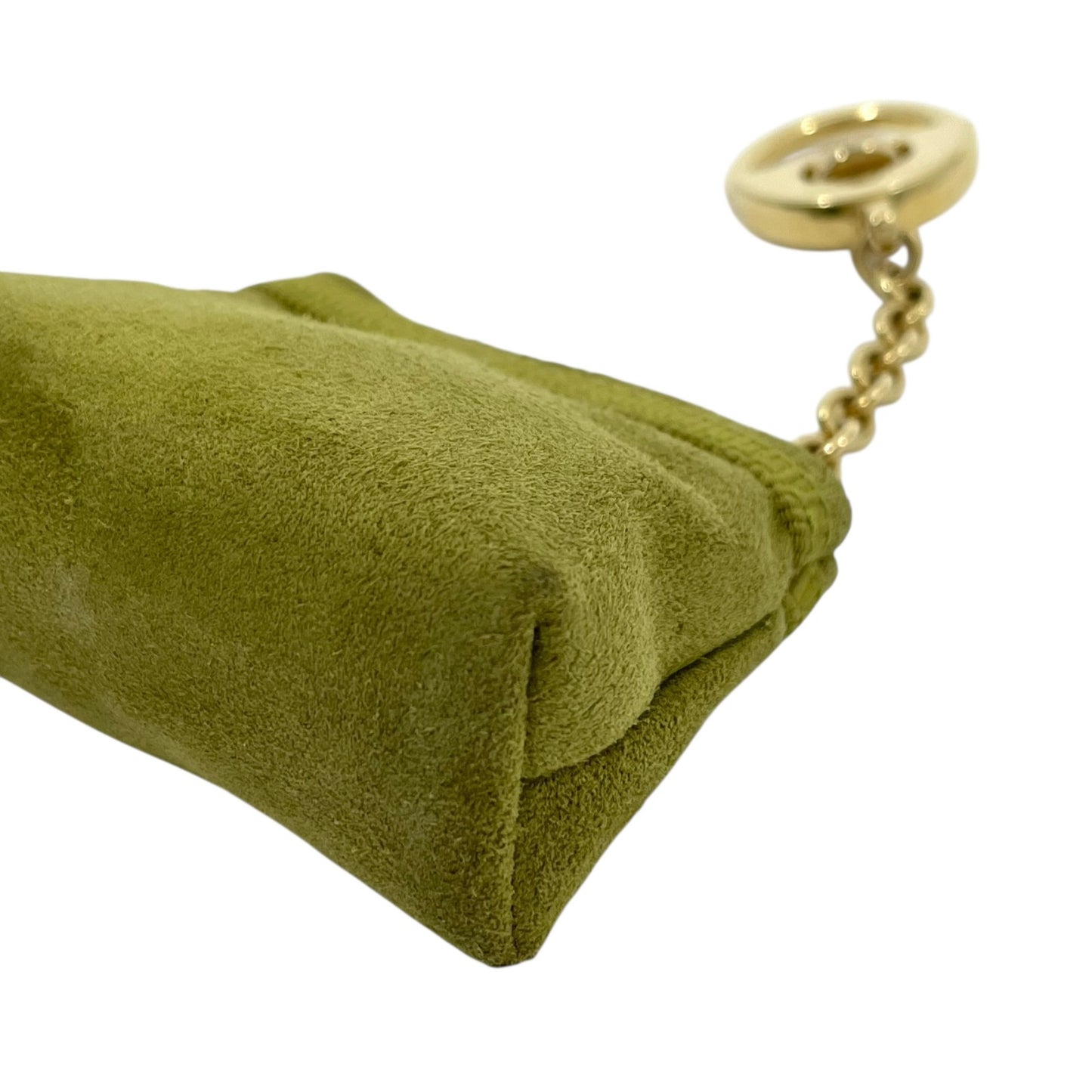 サルヴァトーレフェラガモ Ferragamo ヴァラリボン バッグチャーム キーホルダー コインケース 小物入れ スエード 緑 グリーン ゴールド金具 ボックス付 M3