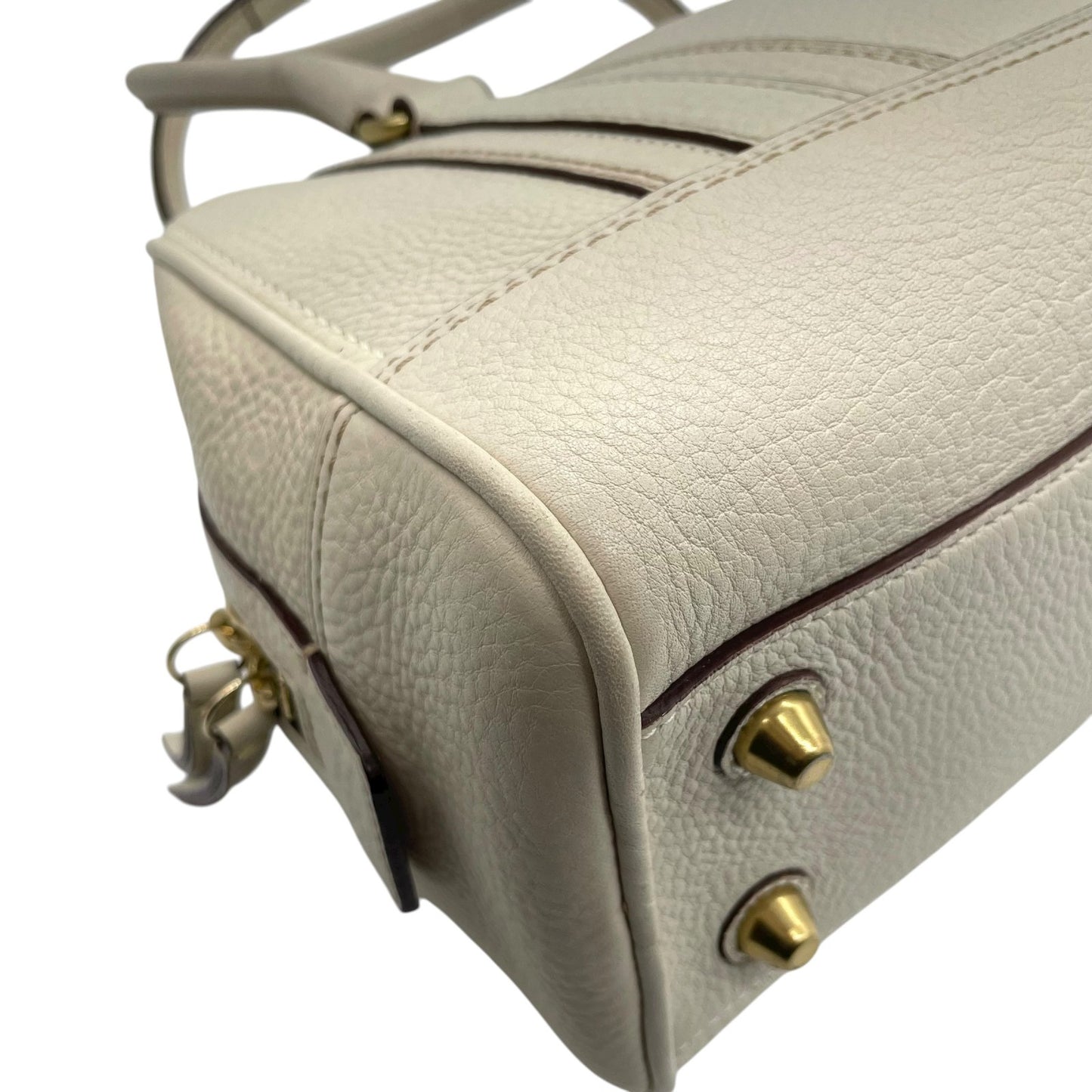 コーチ COACH ハンドバッグ レザー 白 ホワイト系 チャーム タグ付き フリンジ レディース T3