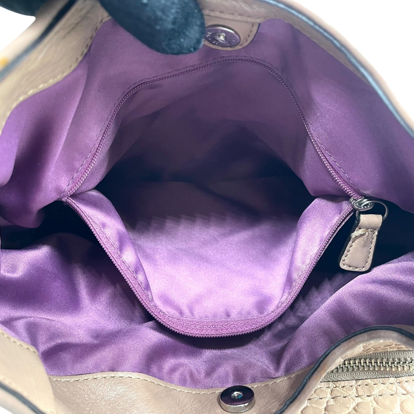 コーチ COACH ショルダーバッグ クロコ型押しレザー ベージュ シルバー金具 ホーボー トート T3