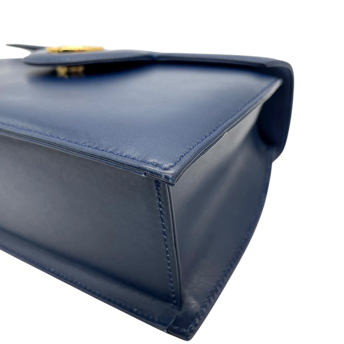 未使用級 美品 ジバンシィ ジバンシー GIVENCHY ハンドバッグ 2WAY ショルダー レザー 紺 ブルー ネイビー 金金具 ゴールド金具 ロゴ ヴィンテージ B4