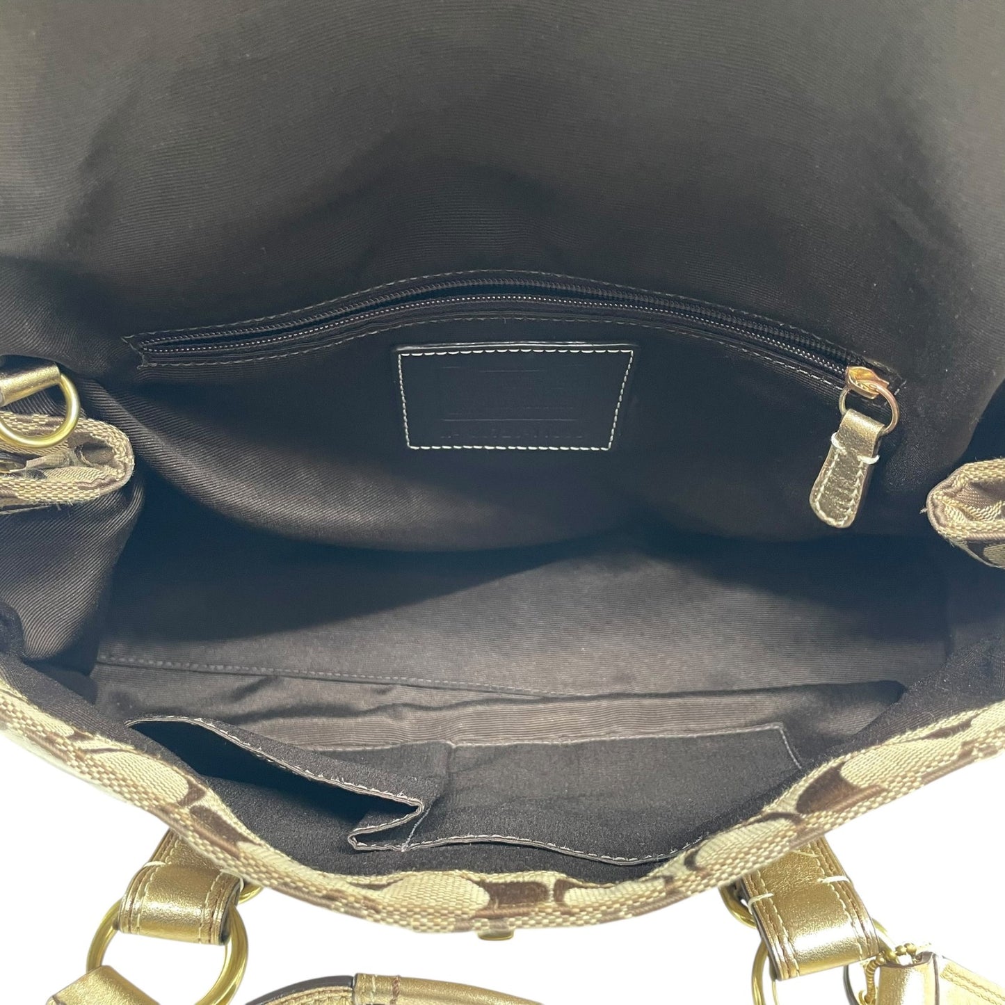 コーチ COACH シグネチャー キャンバス×レザー ハンドバッグ 金金具 ゴールド金具 トートバッグ 美品 S51