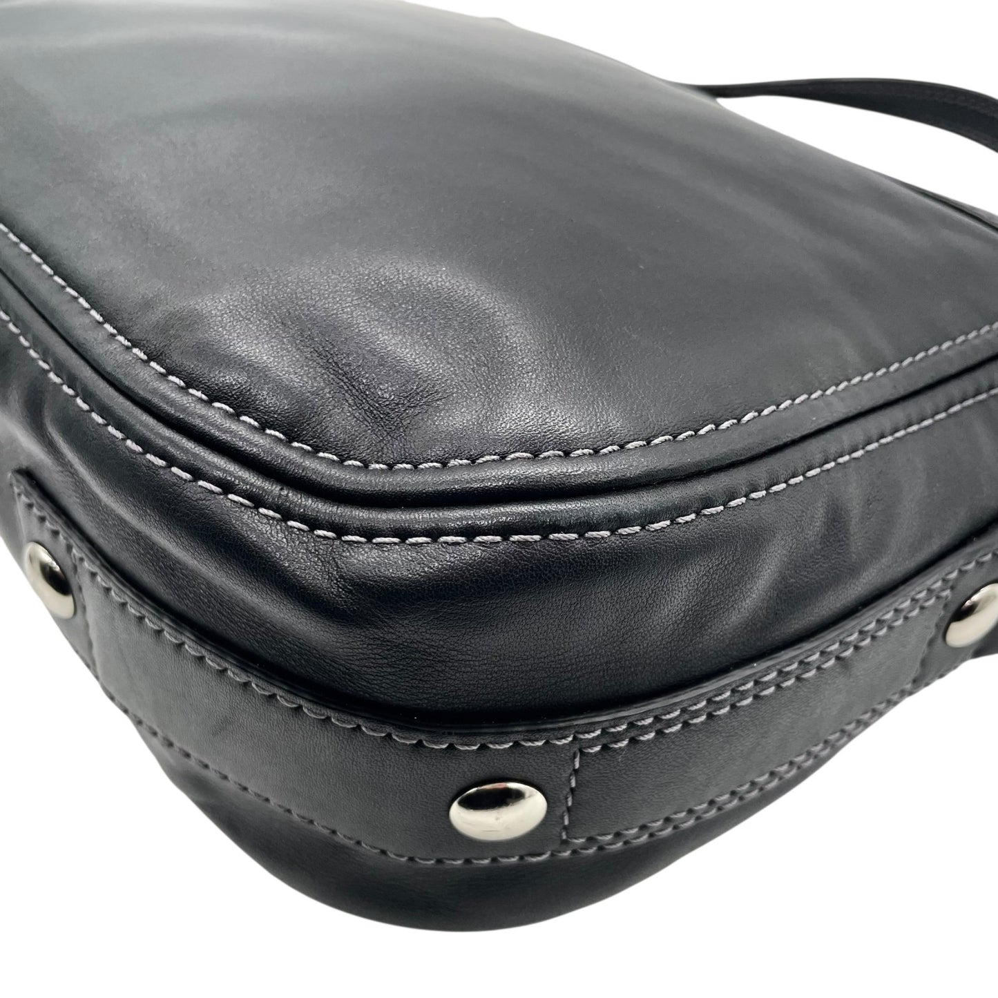 コーチ COACH レザー ショルダーバッグ ワンショルダー 黒 ブラック 2WAY グローブタンレザー シルバー金具 S50