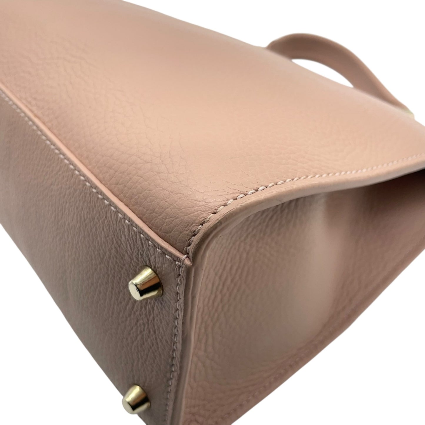 美品 フルラ FURLA メトロポリス トップハンドルバッグ ピンクベージュ レザー 金金具 ゴールド 2WAY ショルダー付き S56