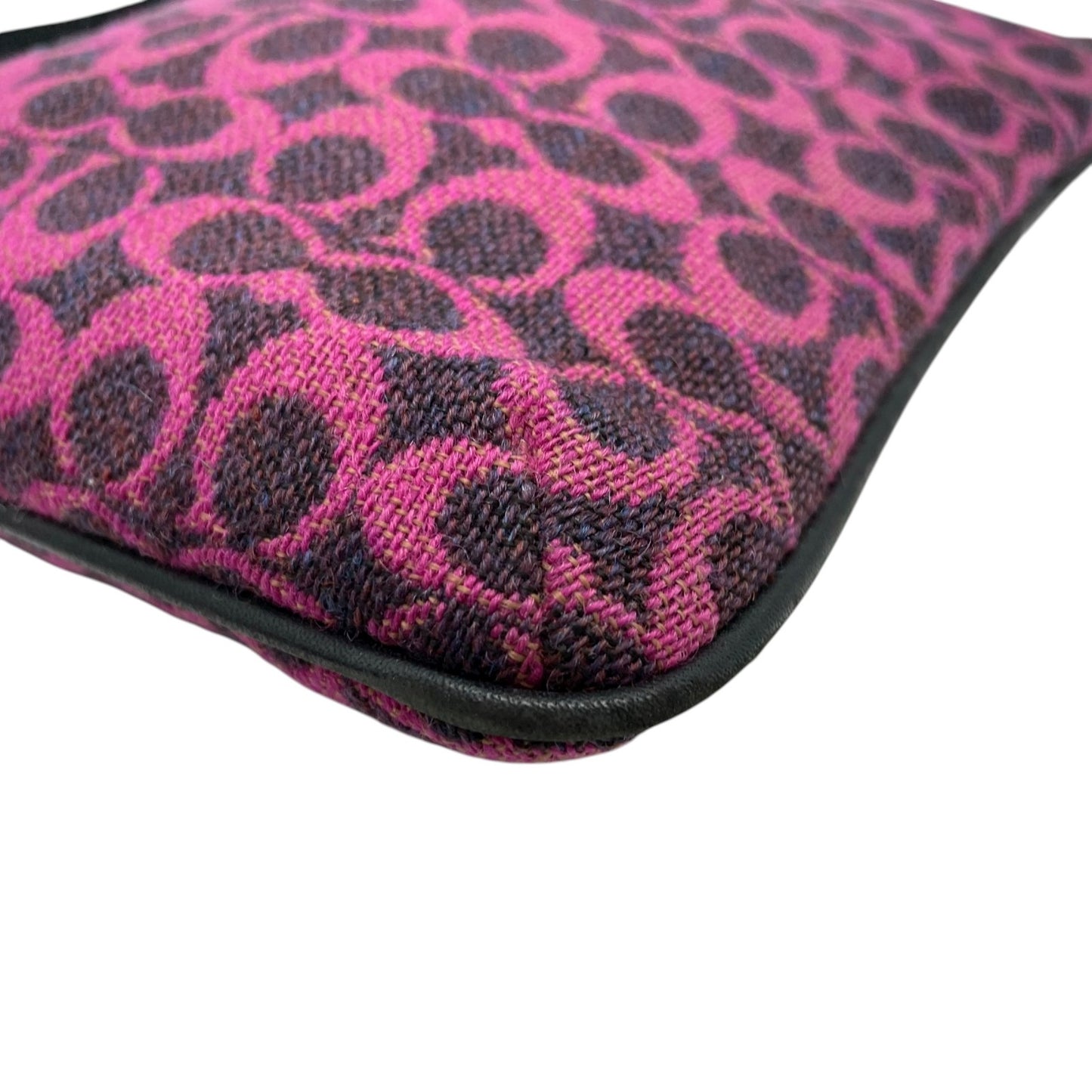 美品 コーチ COACH シグネチャー ジャカード ショルダーバッグ クロスボディ ピンク パープル ブラック レディース C8