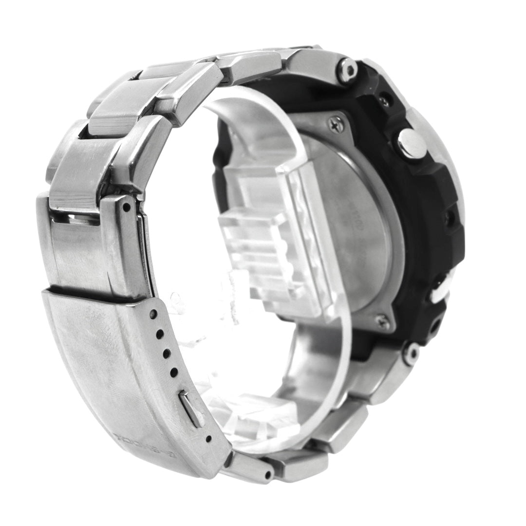 美品 CASIO カシオ G-SHOCK Gスチール GST-W110D ソーラー電波 シルバー メタル フルメタル 腕時計 メンズ クロノグラフ ワールドタイム アラーム タイマー LEDバックライト カシオ ジーショック CASIO GSTW110D G4
