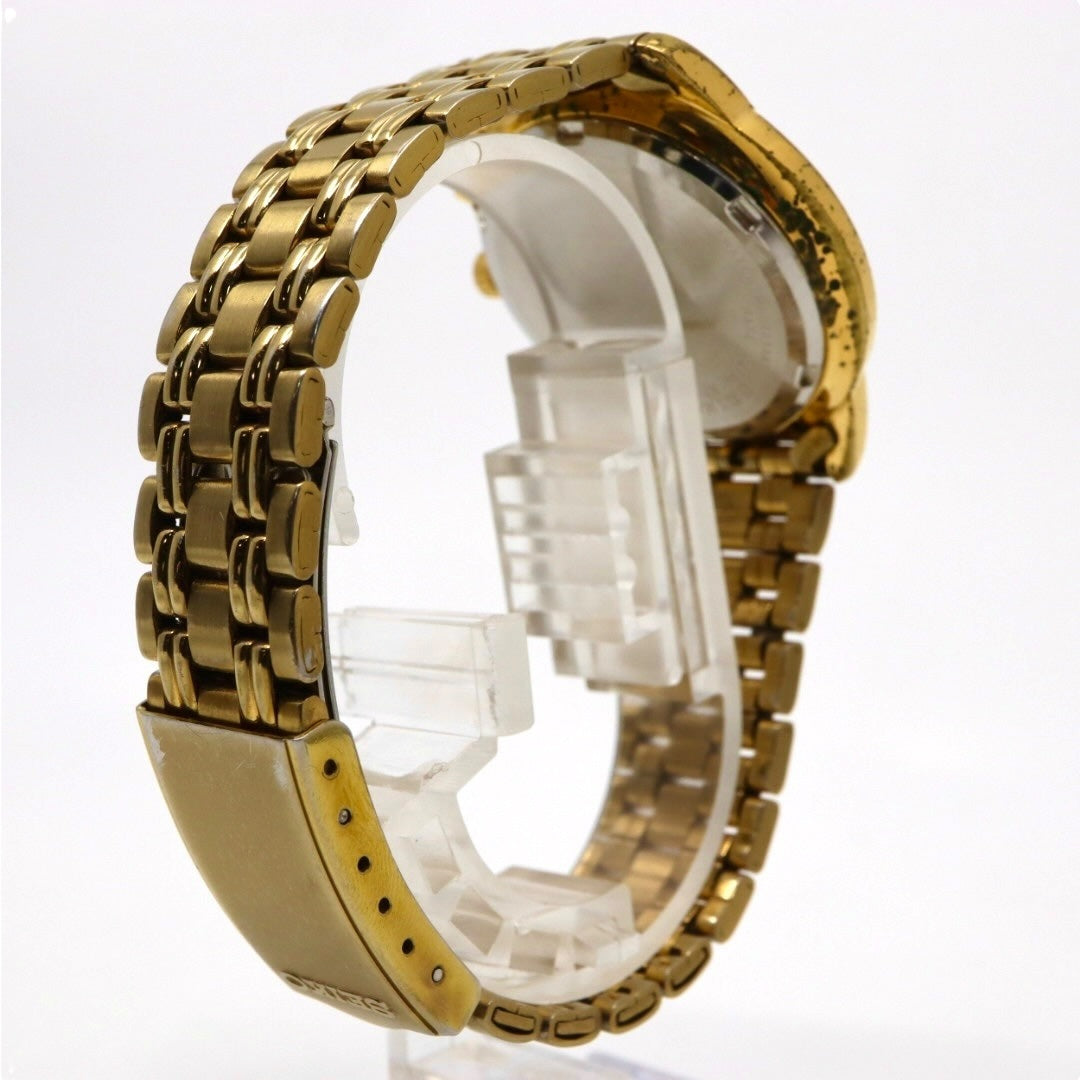 【稼働品】 seiko セイコー キネティック 腕時計 5M22-7B40 メンズ ゴールド ホワイト文字盤 デイト アナログ ヴィンテージ ドレスウォッチ クラシックデザイン エレガント ビジネス 自動巻き発電 高級モデル クリーニング済み G4