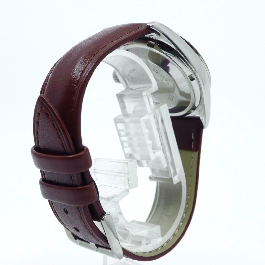 【極美品】 稼働品 新品ベルト ORIENT オリエント 腕時計 46E701-91 自動巻き 21石 デイデイト シルバーダイヤル メンズ アナログ ドレスウォッチ フルーテッドベゼル クラシック ヴィンテージ ビジネス ブラウンレザー G4