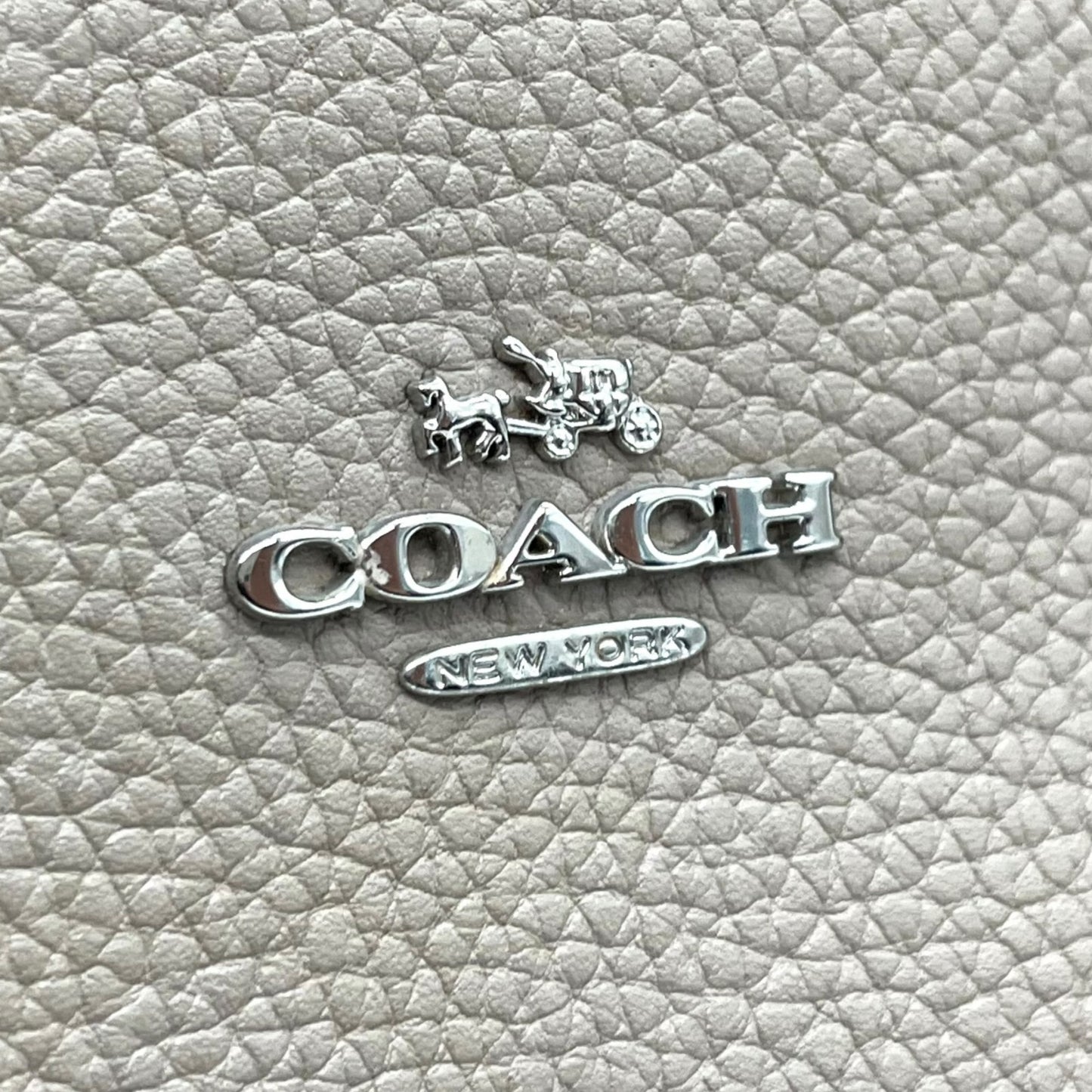 コーチ COACH Cチャーム トートバッグ ハンドバッグ スエード レザー グレー ベージュ シルバー金具 T4