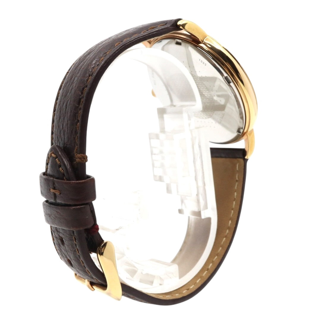【美品】ポールスミス 腕時計 The City Slim 1005 メンズ クオーツ アナログ シルバーダイヤル ブラウンレザーベルト ゴールドケース シンプル クラシック ビジネス ドレスウォッチ エレガント 薄型 クリーニング済み G2