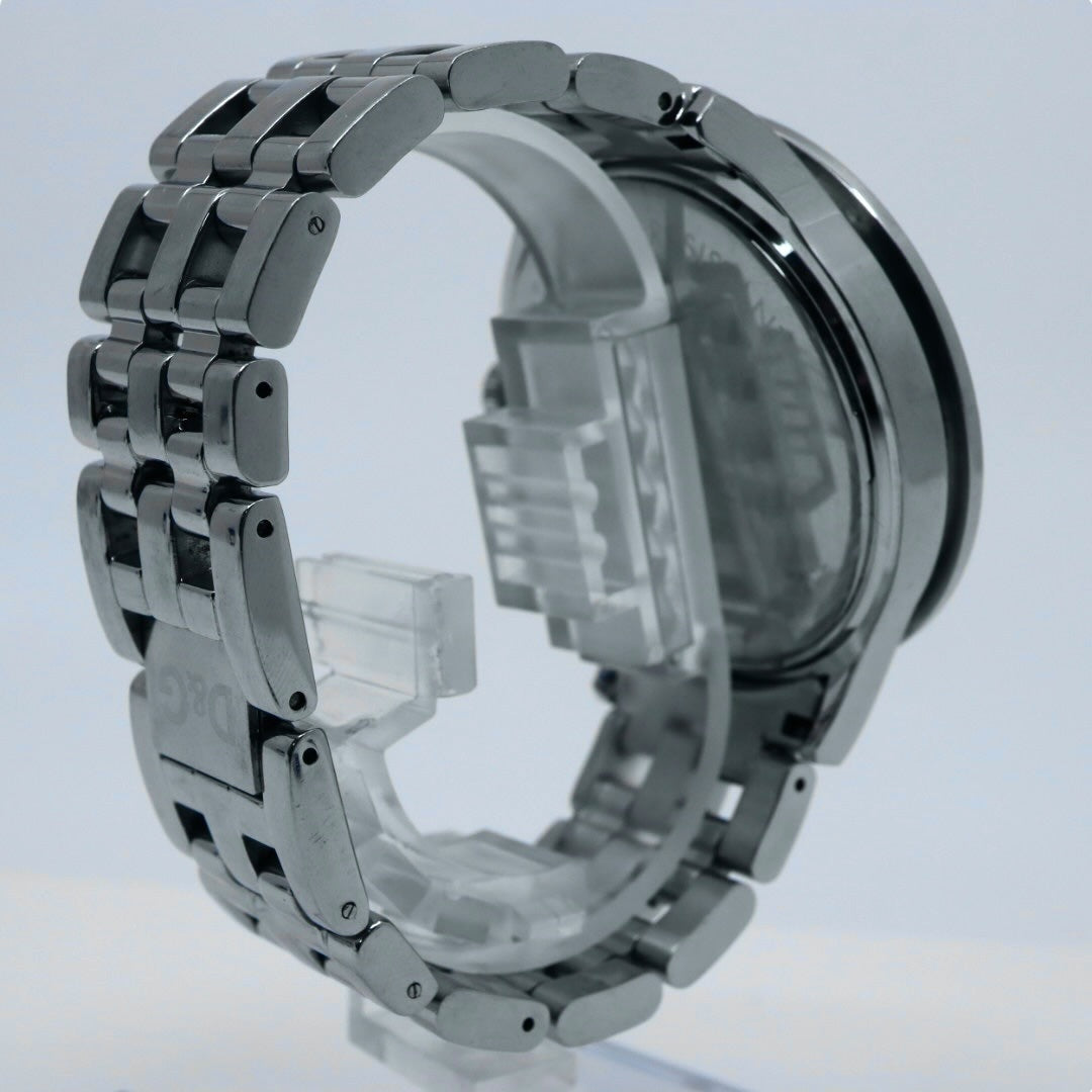 【電池交換済】D&G ドルチェ＆ガッバーナ 腕時計 ラインストーン D&Gロゴ メンズ レディース ユニセックス クオーツ アナログ シルバー ブレスレットウォッチ ドレスウォッチ ゴージャス エレガント ラグジュアリー クリーニング済み G2