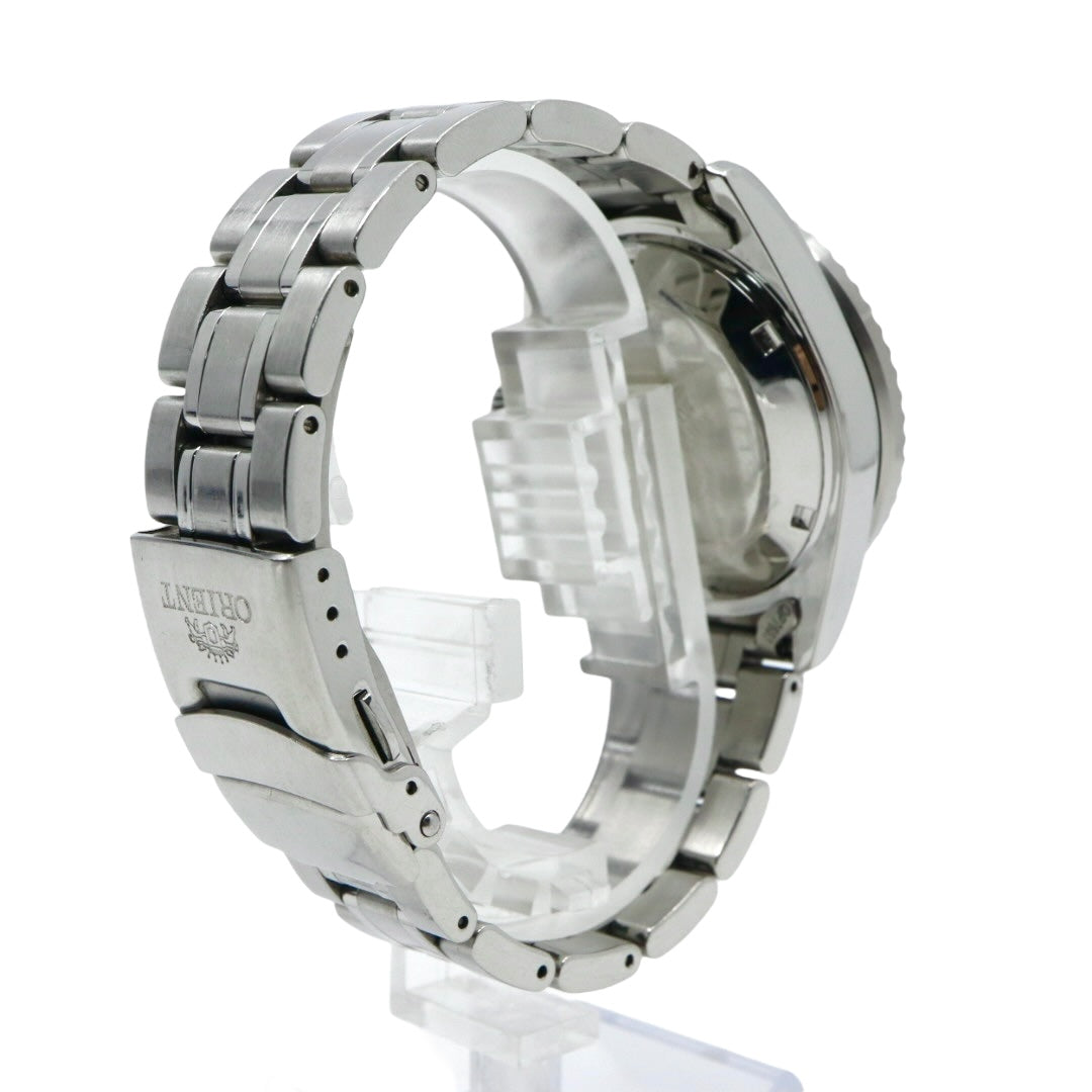 【美品】 orient オリエント キングマスター 腕時計 ER14-C2 自動巻き 21石 ダイバーズデザイン 10気圧防水 メンズ アナログ ホワイトダイヤル シルバー 回転ベゼル スポーツウォッチ ステンレス G2