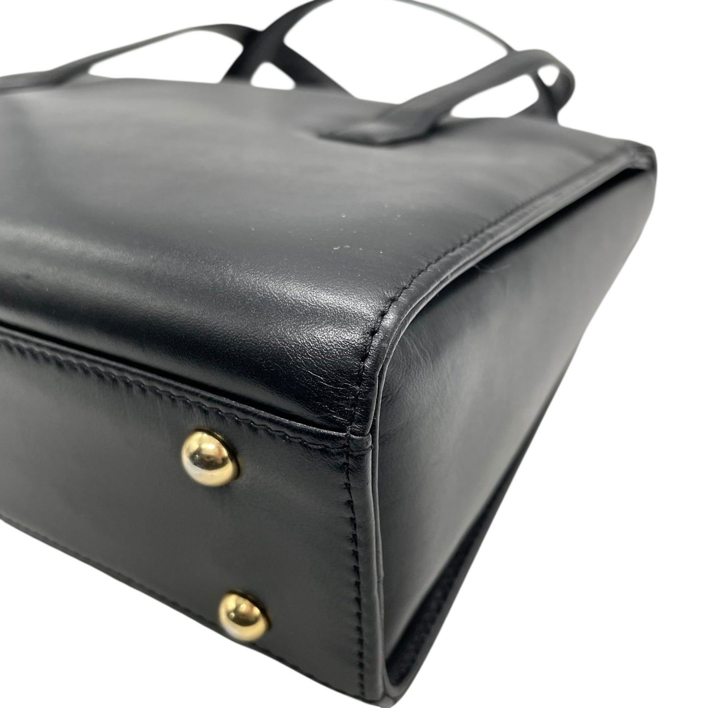 美品 ジバンシィ GIVENCHY ジバンシー レザー ハンドバッグ トートバッグ 黒 ブラック ロゴボタン フラップ フォーマルバッグ C1