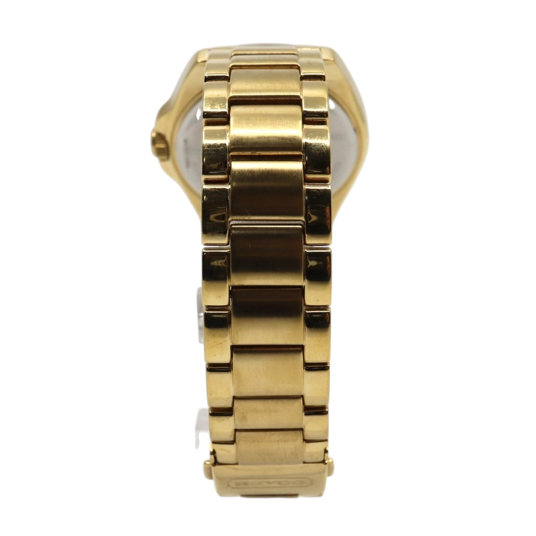 美品 電池交換済 クリーニング済 コーチ COACH 腕時計 CA-67.7.34.0690 レディースウォッチ クォーツ ゴールド ステンレススチール シルバー文字盤 シグネチャー柄 アナログ エレガント クラシック ドレスウォッチ 稼働品 G3