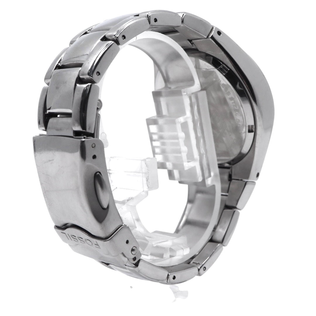 美品 電池交換済 クリーニング済 フォッシル FOSSIL 腕時計 BG-1055 メンズウォッチ クォーツ 漢数字インデックス シルバー ブラック ステンレススチール アナログ ユニークデザイン カジュアル 稼働品 G3