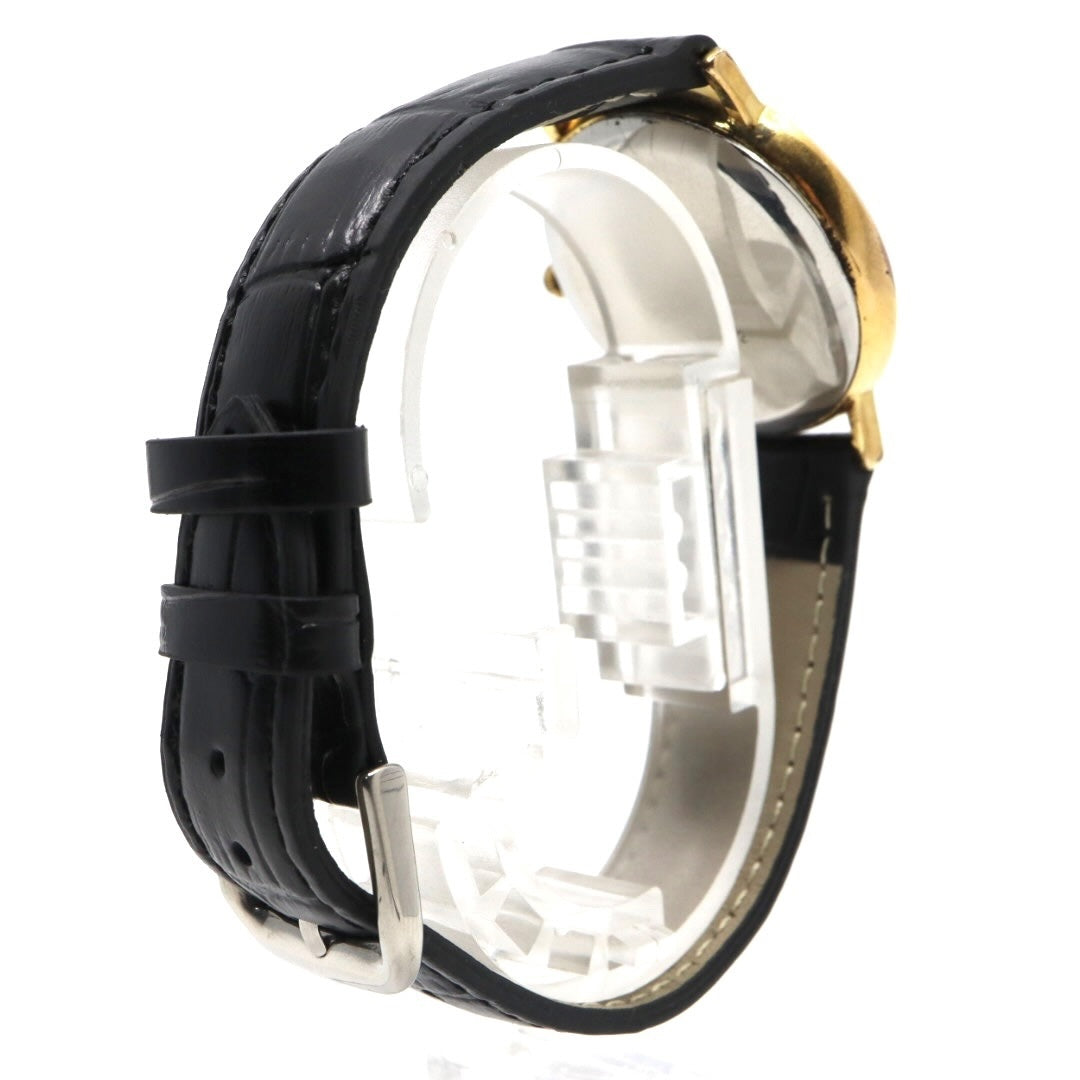 美品 電池交換済 新品ベルト バーバリー Burberrys 6000G 腕時計 メンズウォッチ クォーツ ゴールド シェル文字盤 アイボリー ローマンインデックス クラシック ヴィンテージ エレガント ドレスウォッチ 稼働品 G3