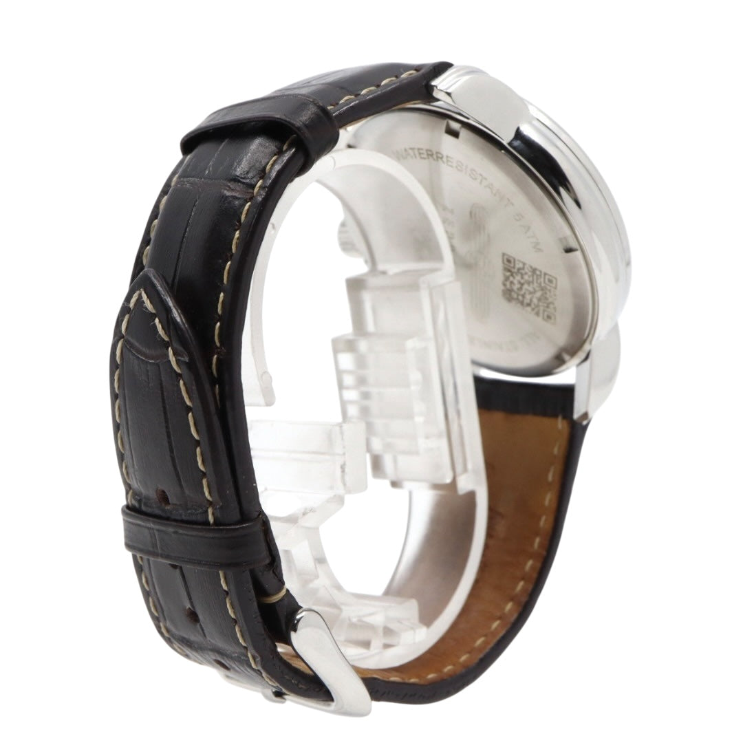 【極美品/電池交換済】 ZEPPELIN ツェッペリン 100周年記念モデル 7640-1 腕時計 メンズ クロノグラフ ビッグデイト アイボリー文字盤 ブラウンレザー ドイツ製 パイロットウォッチ クラシック エレガント アナログ クォーツ 稼働品 G2