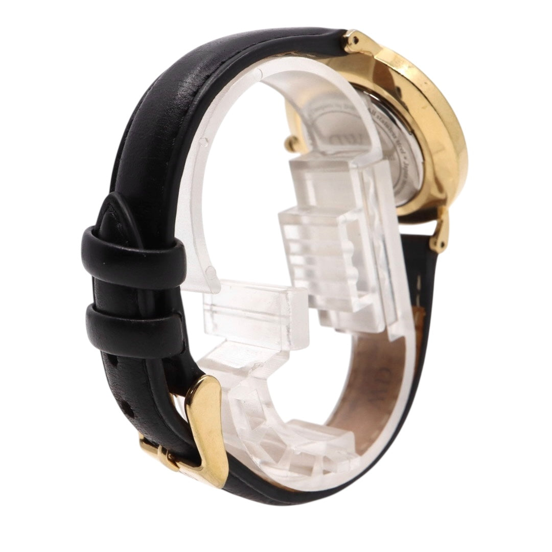 【美品／電池交換済】ダニエルウェリントン DW Petite 腕時計 レディース K32GB06 クオーツ アナログ ラウンド ブラック文字盤 ゴールドケース レザーベルト クラシック エレガント ミニマルデザイン クリーニング済 稼働品 G2