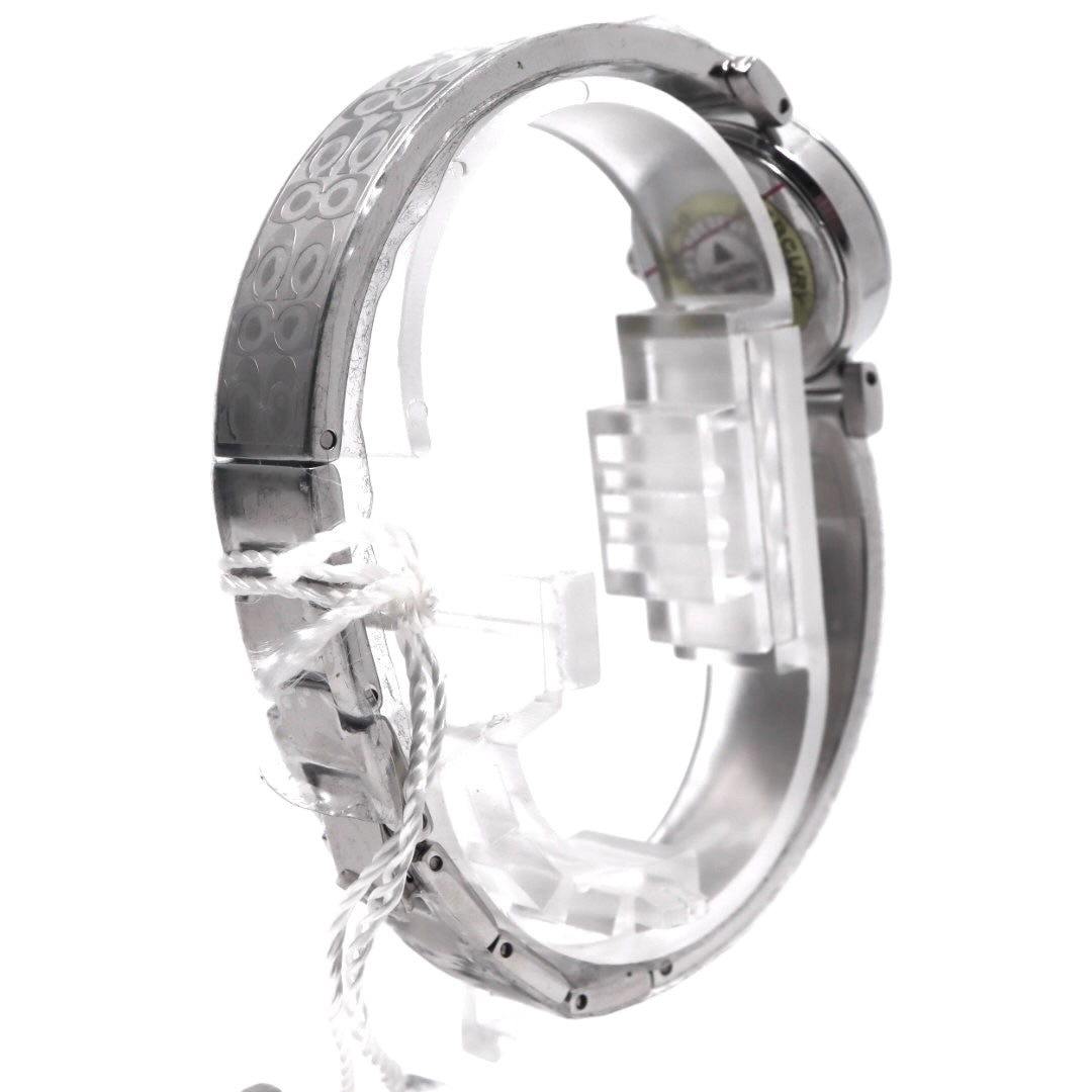 【ほぼ新品／電池交換済】コーチ COACH 腕時計 CA.66.7.95.1489S レディース クオーツ アナログ ラウンド シルバー ラインストーンベゼル シグネチャーブレスレット エレガント フェミニン ドレスウォッチ クリーニング済 G