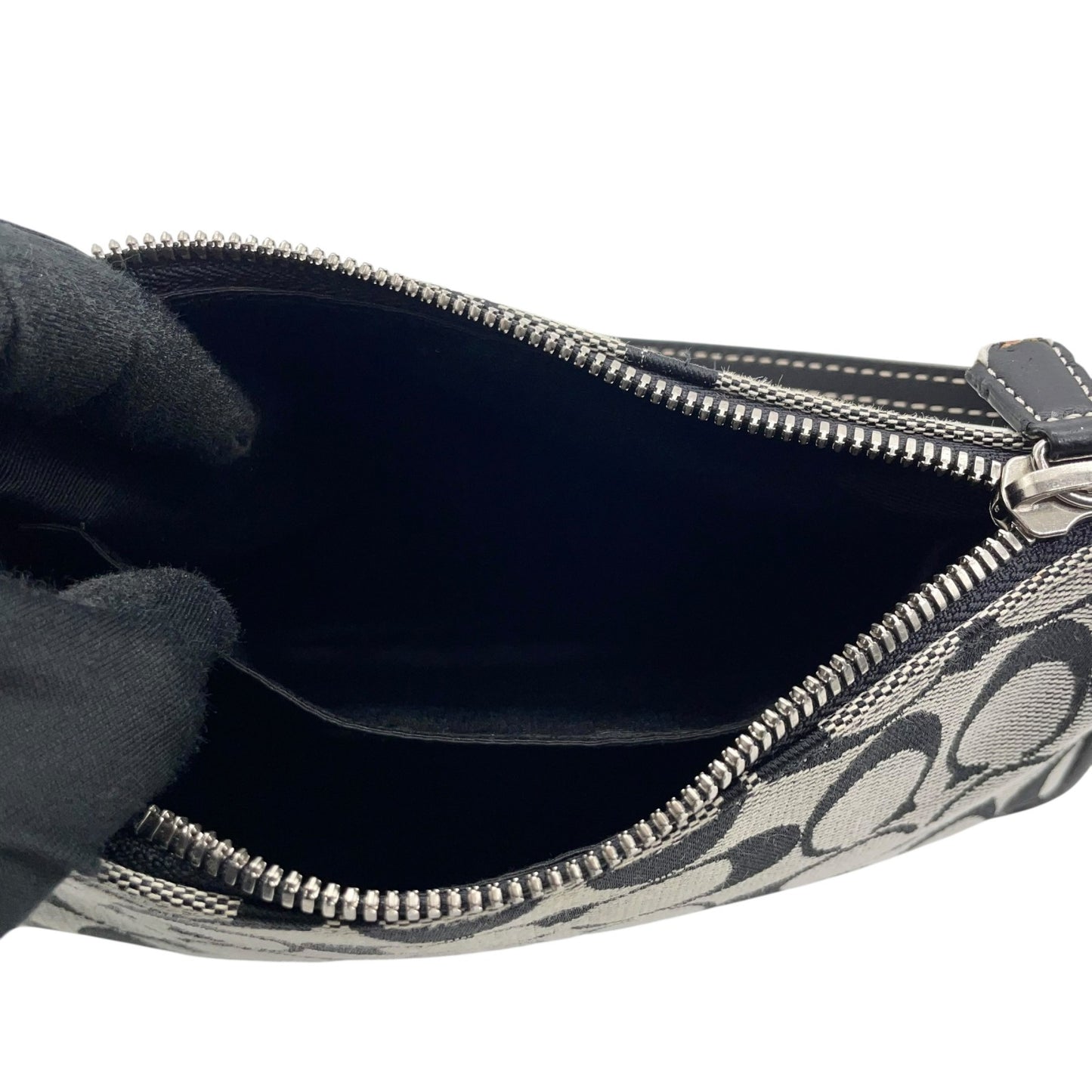 コーチ COACH シグネチャー ワンショルダー ホーボー バッグ 6094 ブラック 黒 グレー キャンバス レザー ロゴ金具 レディース U17