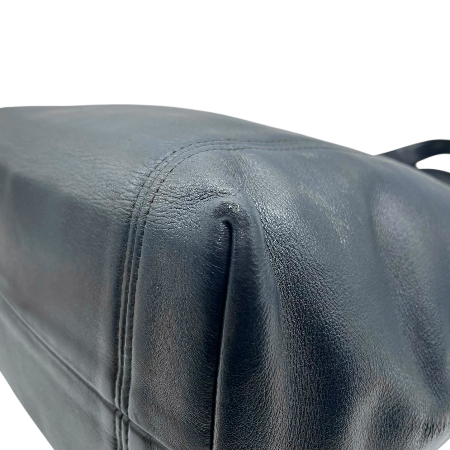 コーチ COACH オールドコーチ ハンドバッグ ミニトートバッグ 紺 ネイビー レザー ゴールド金具 ファスナー開閉 ロゴチャーム USA製 ヴィンテージ レディース S12