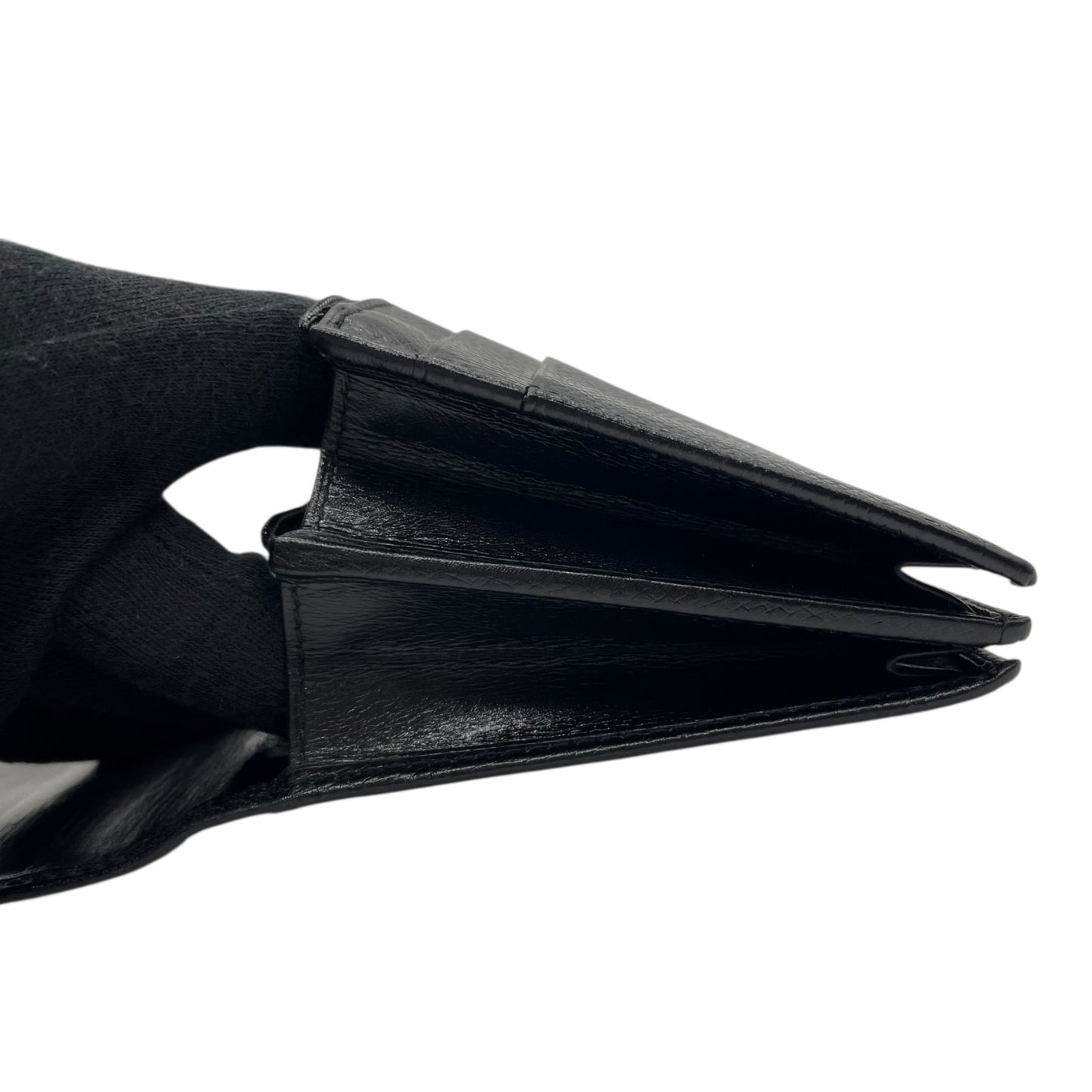 LOEWE ロエベ 二つ折り 長財布 ロングウォレット アナグラム 型押しロゴ ブラック レザー シボ革 ゴールド金具 ヴィンテージ レディース W2