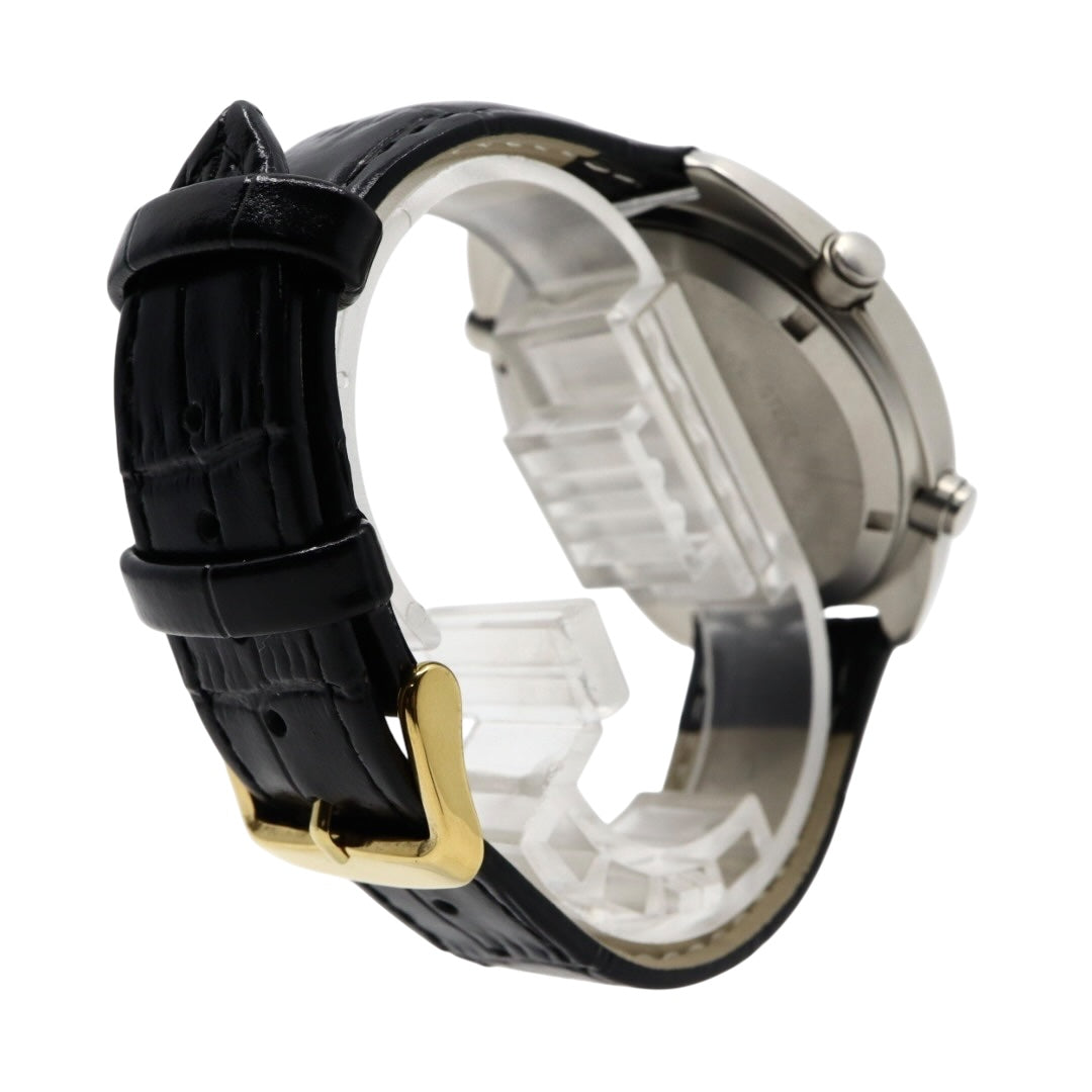 【稼働品】カシオ ティンバークルーザー TIC-100 腕時計 メンズ アナデジ クロノグラフ 20気圧防水 クオーツ ステンレス レザーベルト ブラック 黒文字盤 シルバー ヴィンテージ 希少 レトロ アウトドア G9