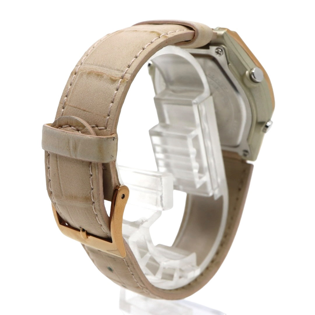 【美品/稼働品】カシオ ウェーブセプター 腕時計 LWA-M141 電波ソーラー レディース ゴールド ホワイト文字盤 レザー ベージュ MULTI BAND 6 アナデジ エレガント フェミニン カジュアル ビジネス ファッション G