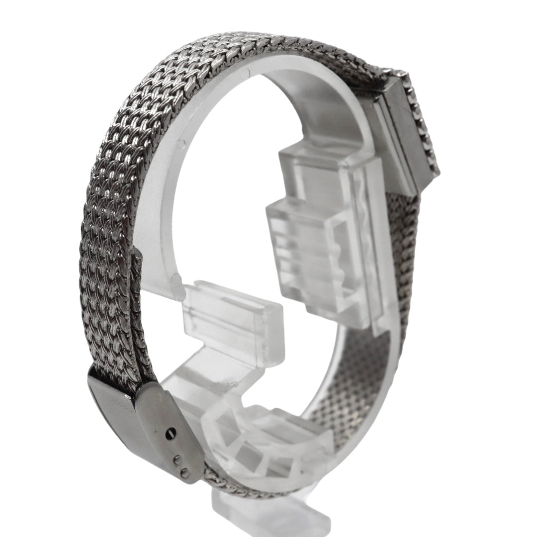 【美品/電池交換済】イエマ YEMA 腕時計 P7307 レディース スクエア ラインストーンベゼル クオーツ シルバー メッシュベルト ブレスレット ジュエリーウォッチ ドレスウォッチ アンティーク ビンテージ クラシック エレガント G10