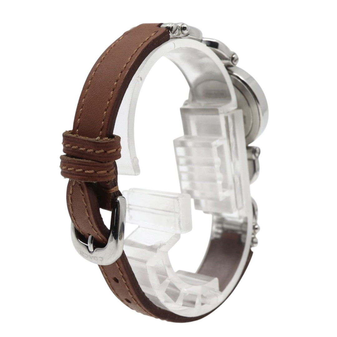 コーチ COACH 腕時計 レディース クォーツ 白文字盤 シルバー レザーベルト 6.239.173 アナログ ウォッチ 上品 エレガント ビジネス フォーマル カジュアル シンプル 希少 レア 馬車ロゴ クラシック 1023H046-1 G10