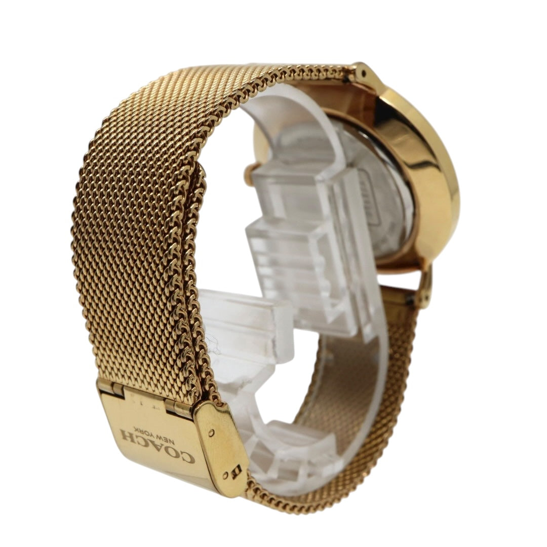 コーチ COACH 腕時計 レディース クォーツ ペリー Perry ゴールド メッシュベルト CA.120.7.34.1710 アナログ ウォッチ ホースアンドキャリッジ 馬車ロゴ エレガント 上品 モダン クラシック 美品 ほぼ新品 希少 G10