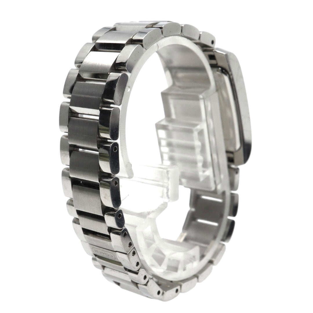 【美品】コーチ COACH 腕時計 レディース レクタンギュラー 0243 スクエア シルバー 白文字盤 ステンレス クォーツ 3針 デイト ビジネス フォーマル オフィス 通勤 クラシック 上品 洗練 スイス製 角型 G10