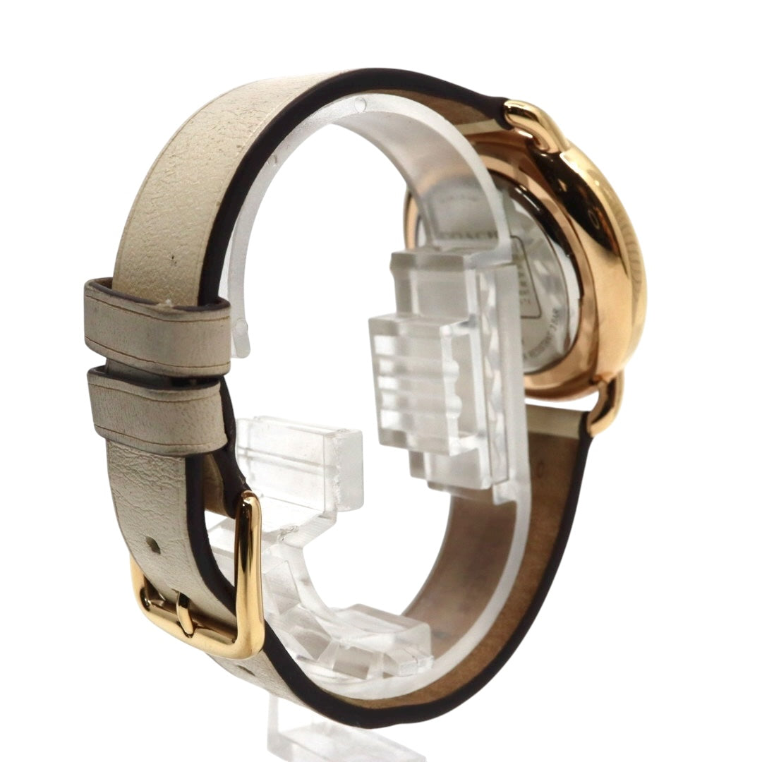 【美品】コーチ COACH 腕時計 レディース グランド GRAND ゴールド シルバー レザー 馬車ロゴ CA.158.7.34.2401 クォーツ アナログ 3針 ビジネス オフィス 通勤 通学 シンプル エレガント 上品 クラシック 純正箱付 G11