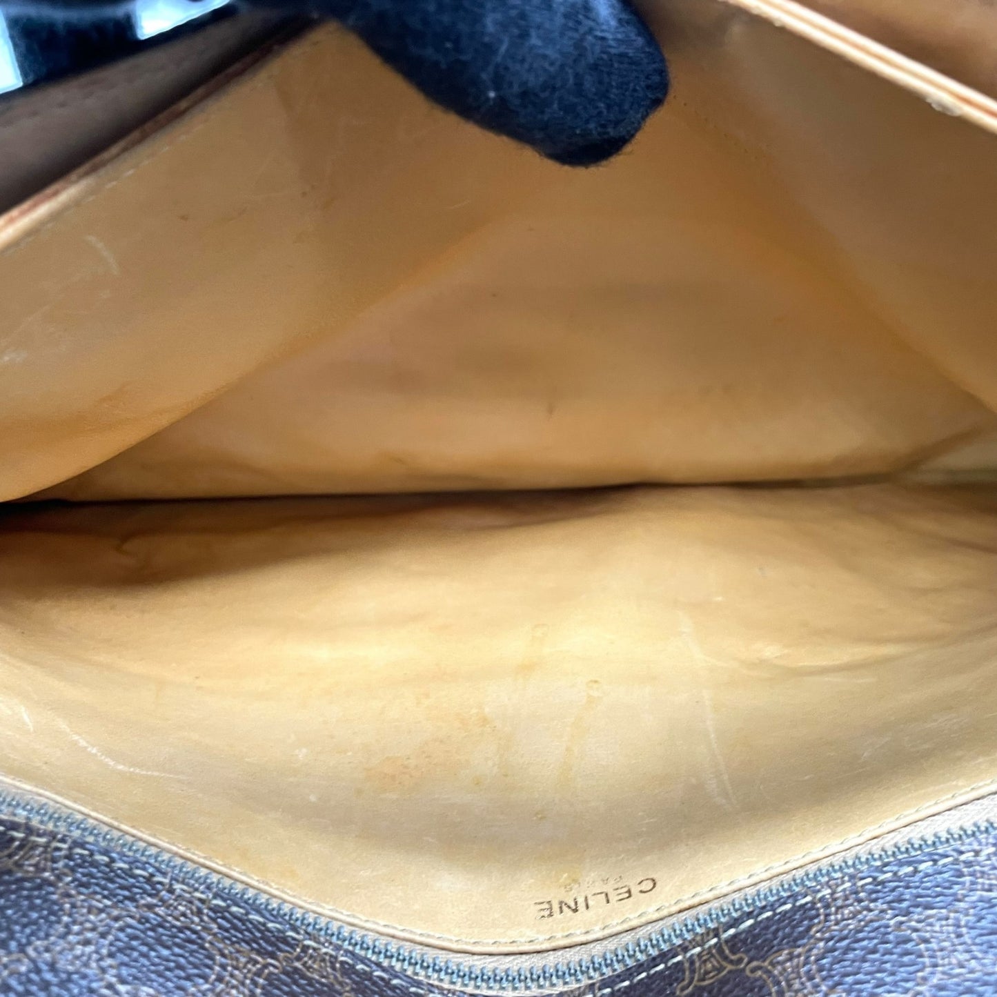 CELINE セリーヌ マカダム ショルダーバッグ ヴィンテージ オールドセリーヌ PVC レザー ゴールド金具 フラップデザイン 1980s 1990s クラシック クロスボディ k1