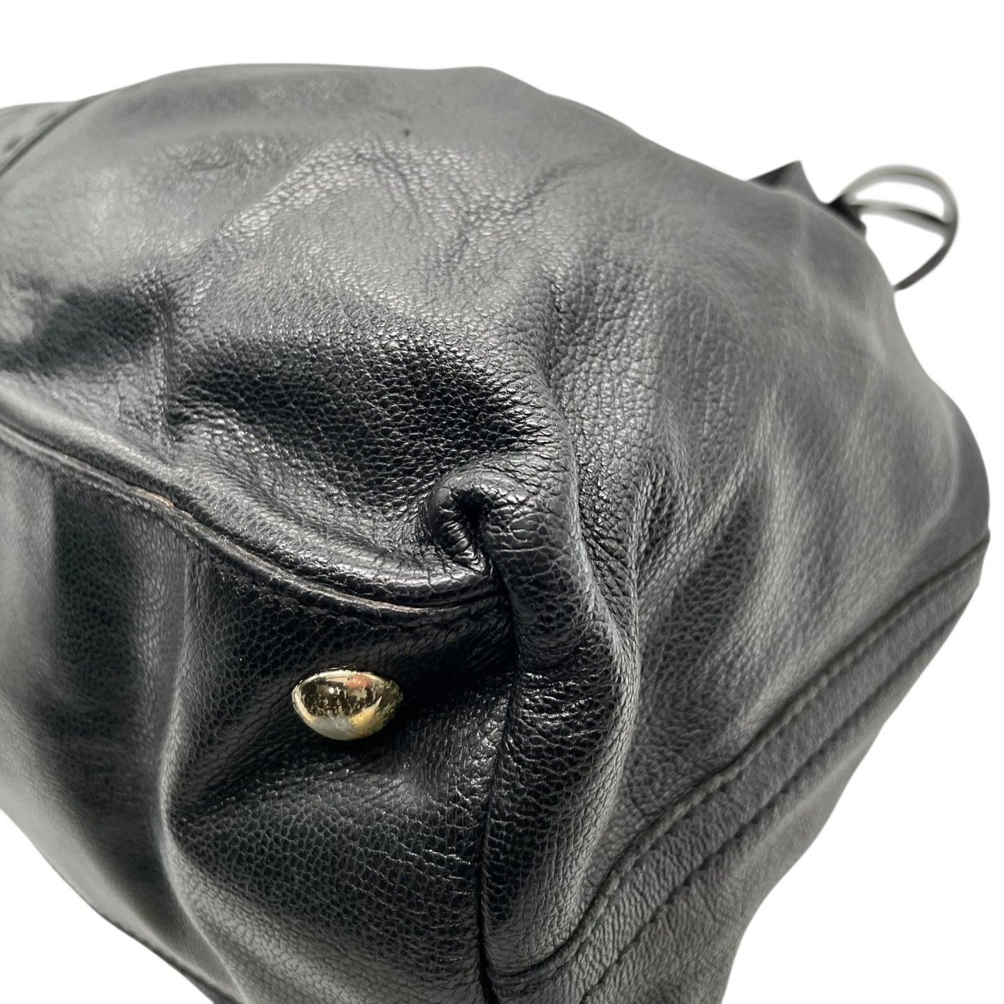 イヴ・サンローラン YVES SAINT LAURENT ネオ ダブル 巾着 レザー トートバッグ ブラック ゴールド金具 ヴィンテージ 肩掛け 収納力抜群 D7